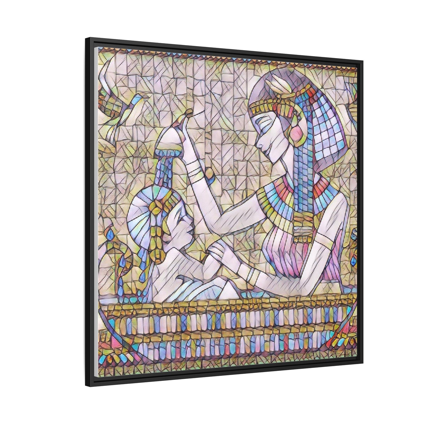 Egyptian Mosaic Mother & Child Framed Matte Canvas