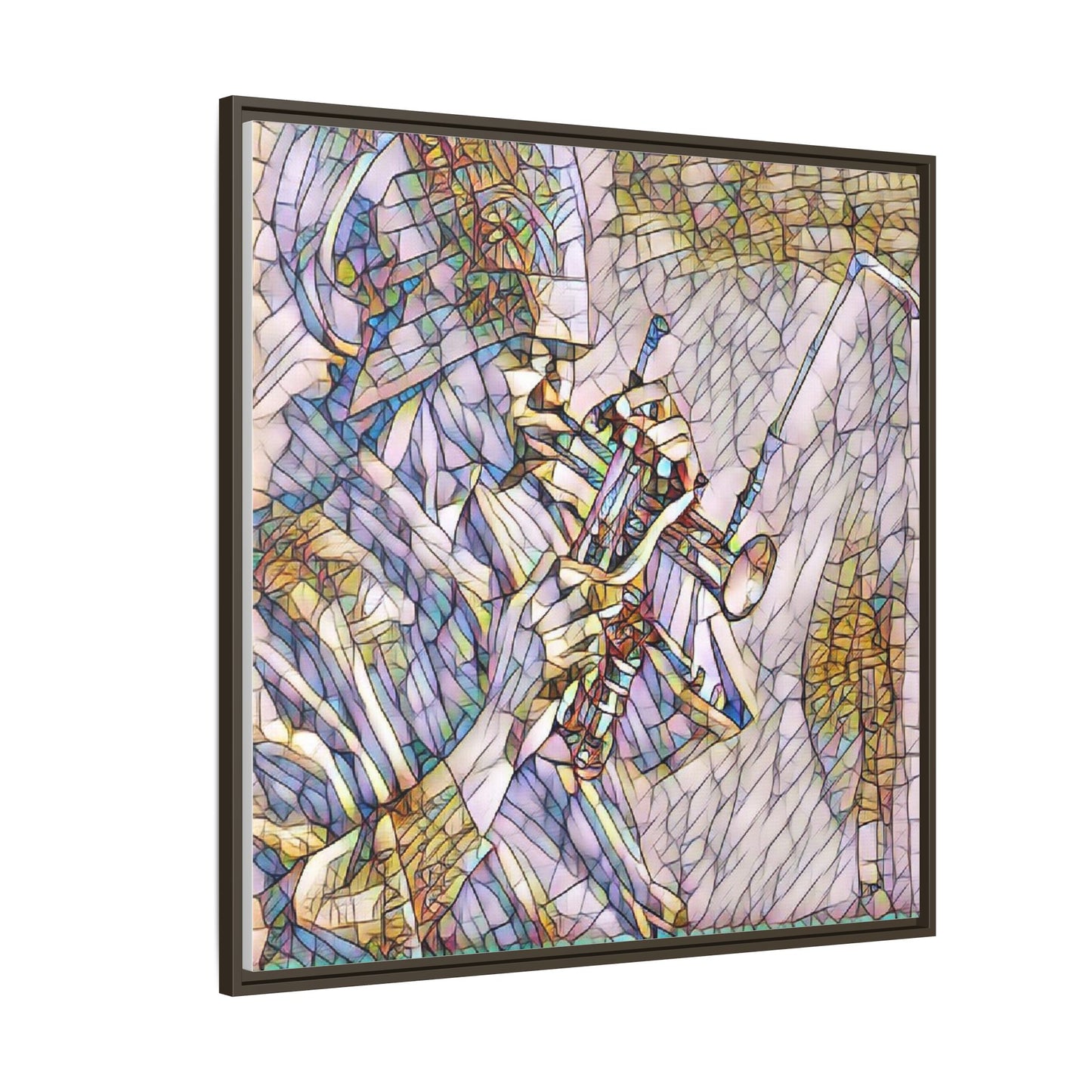 Framed Abstract Trumpet Player Matte Canvas Art