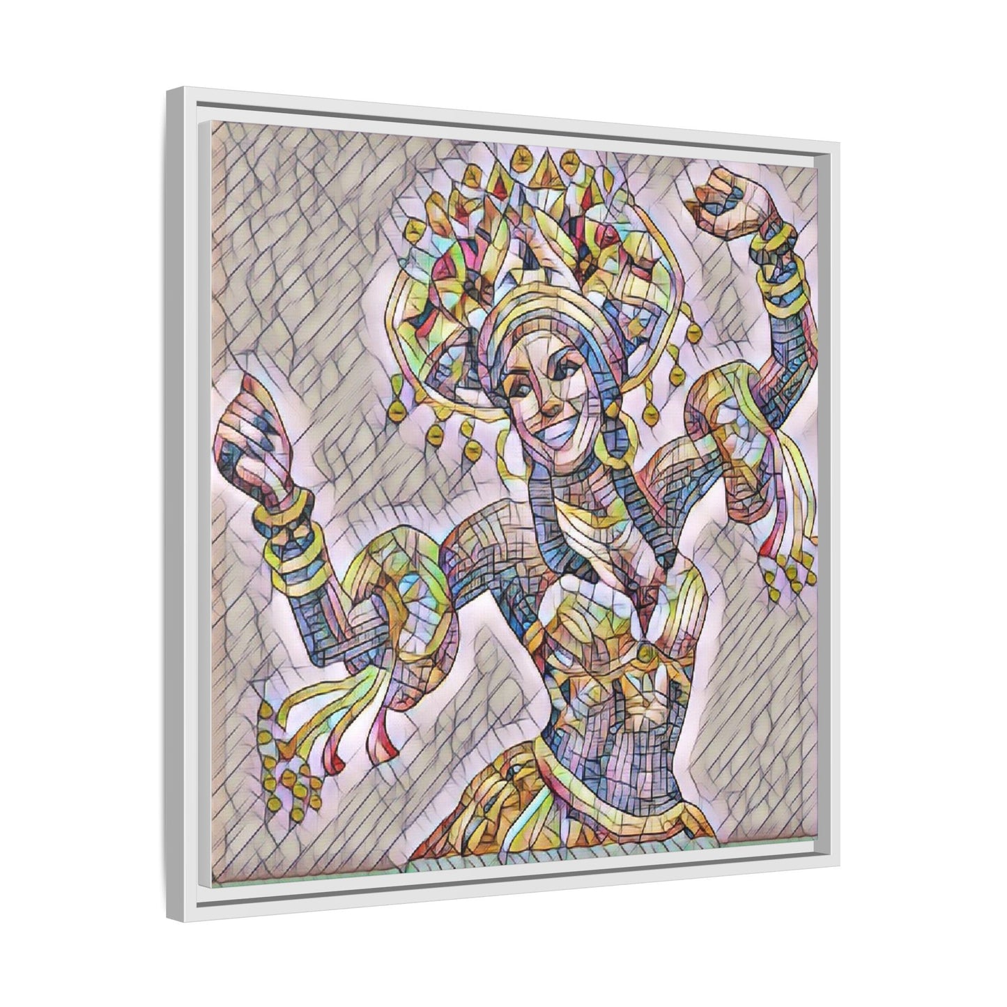 Framed Matte Canvas: Colorful Carnival Dancer Artwork – Vibrant Ethnic Dance Wall Art
