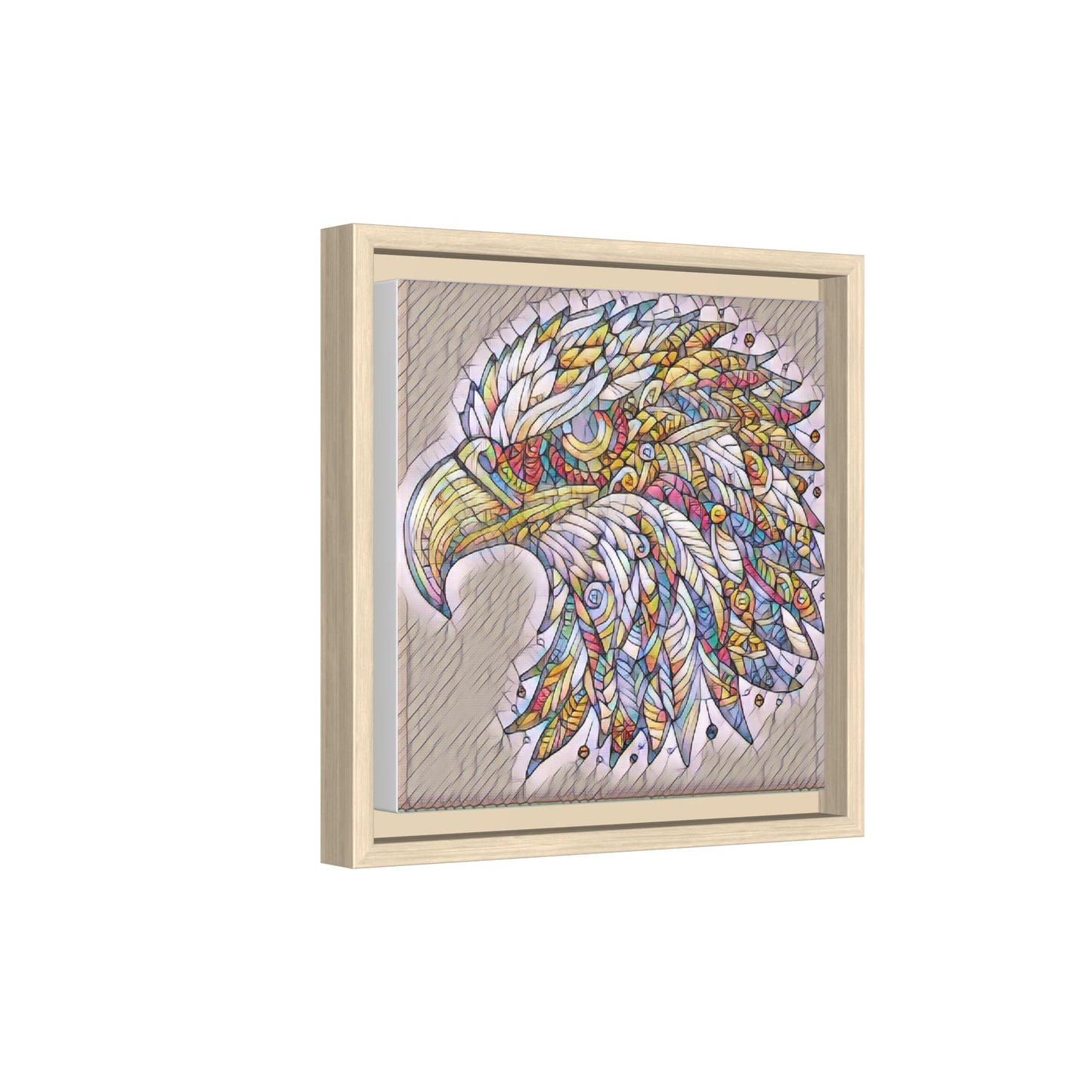 Colorful Eagle Head Matte Framed Canvas Art
