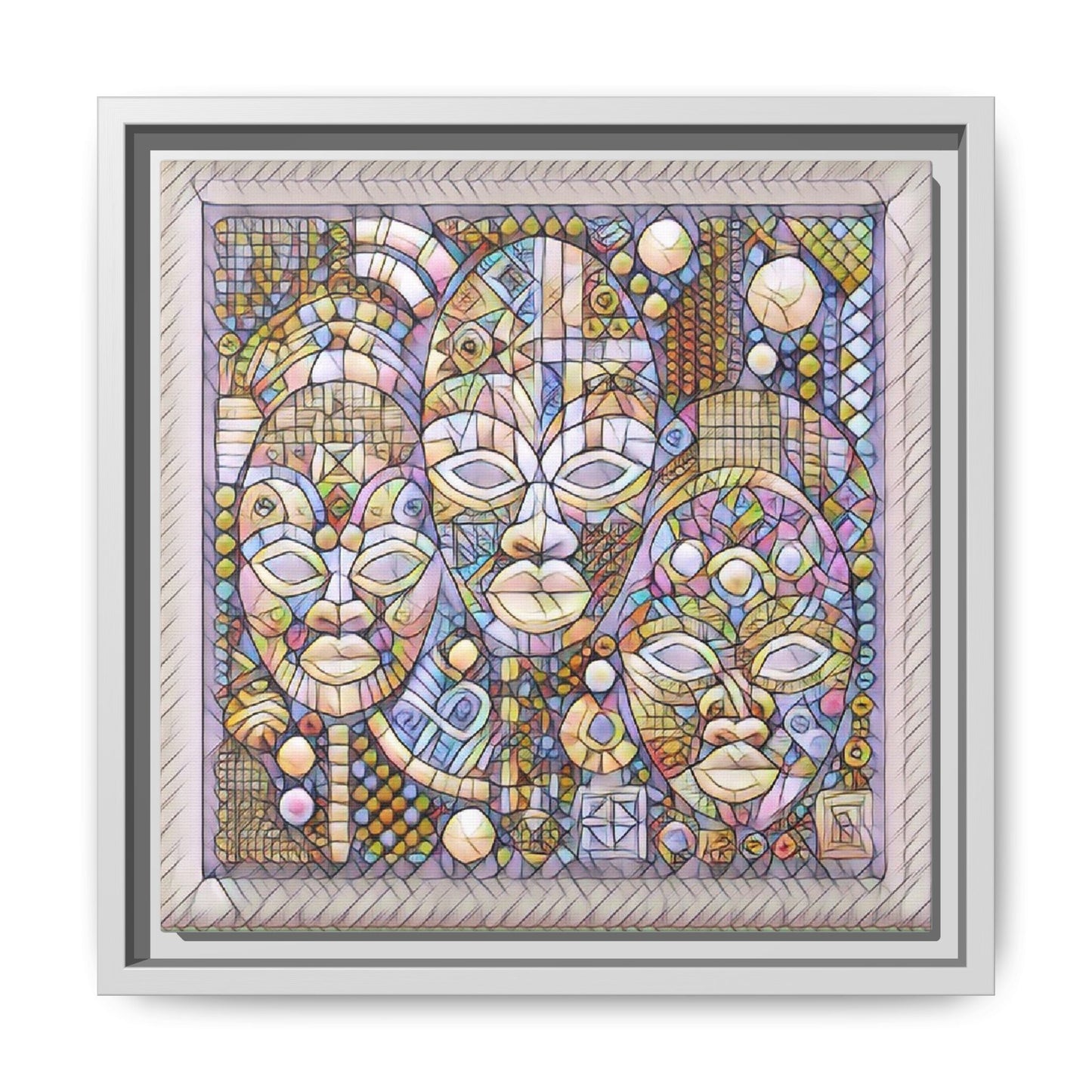 Abstract African Mask Art — Framed Matte Canvas Wall Art