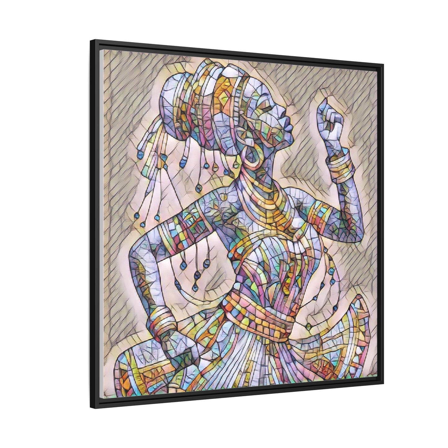 Framed Canvas Art — Colorful Mosaic Dancer