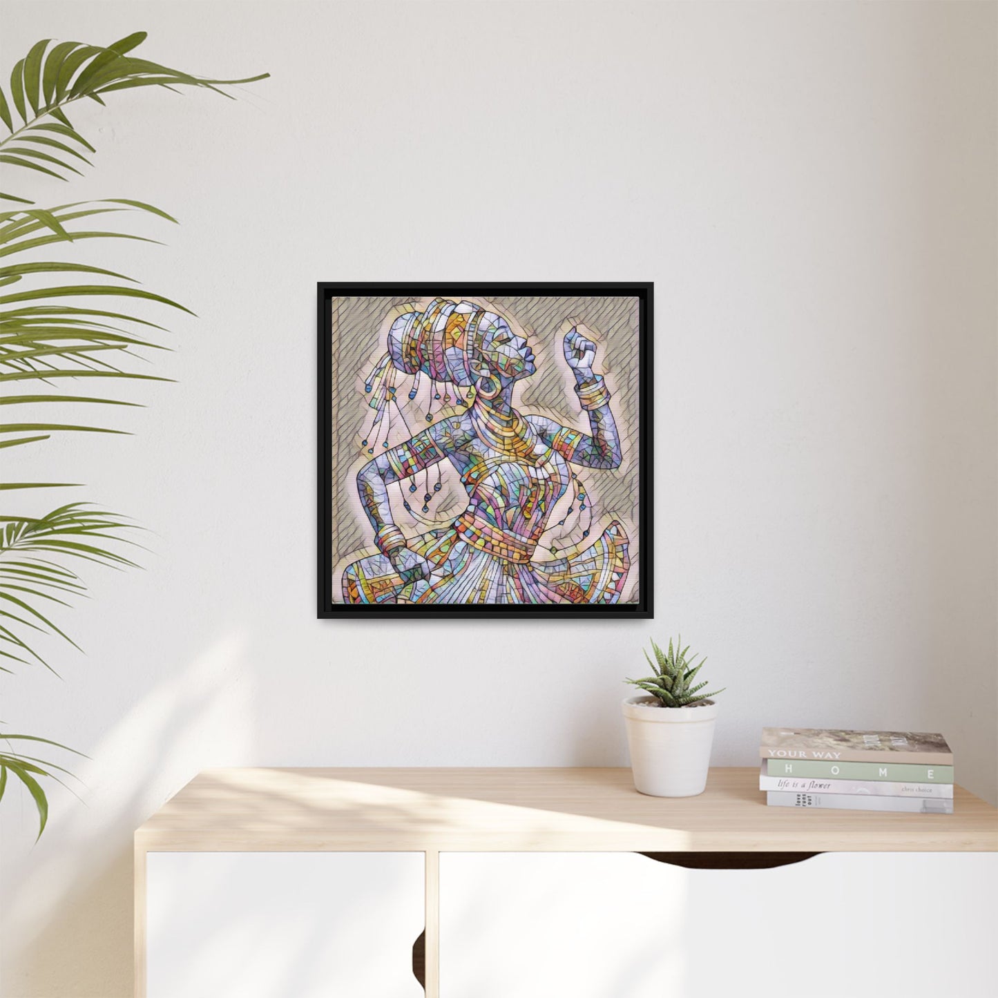 Framed Canvas Art — Colorful Mosaic Dancer