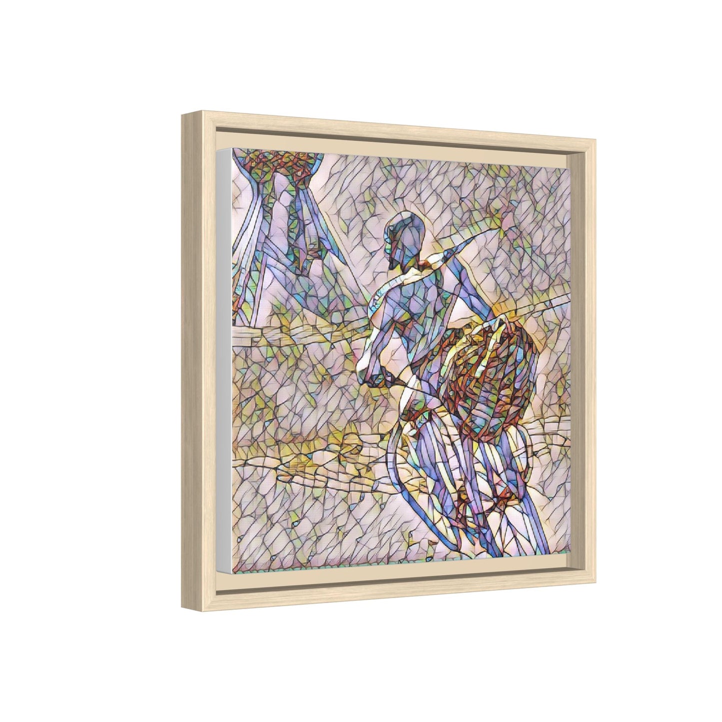 Abstract Stained-Glass Warrior Matte Framed Canvas