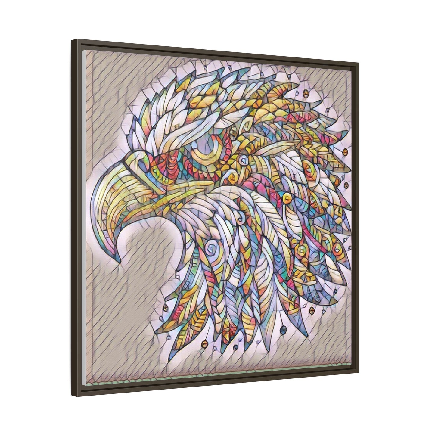 Colorful Eagle Head Matte Framed Canvas Art