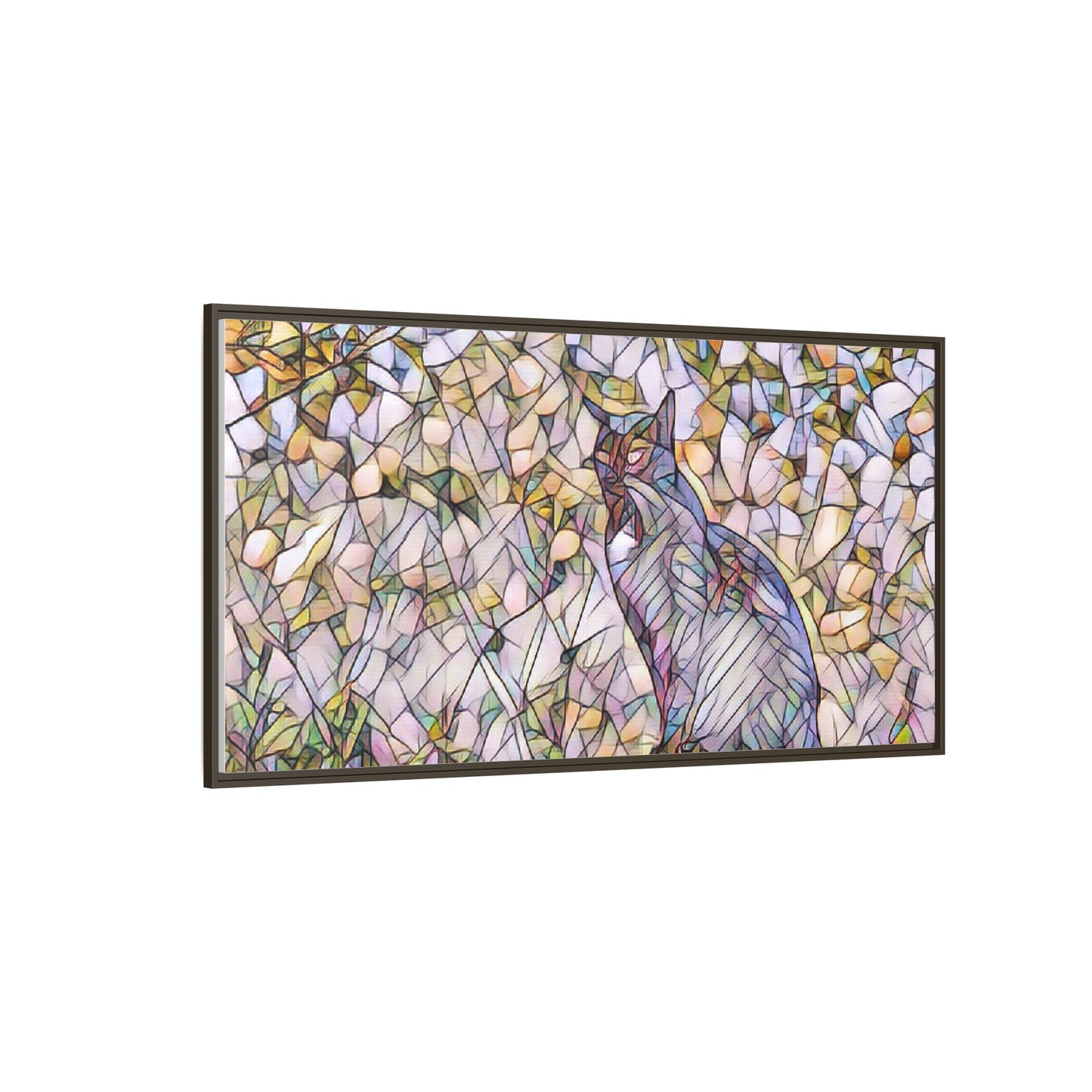 Framed Canvas Art - Stained Glass Heron Nature Print