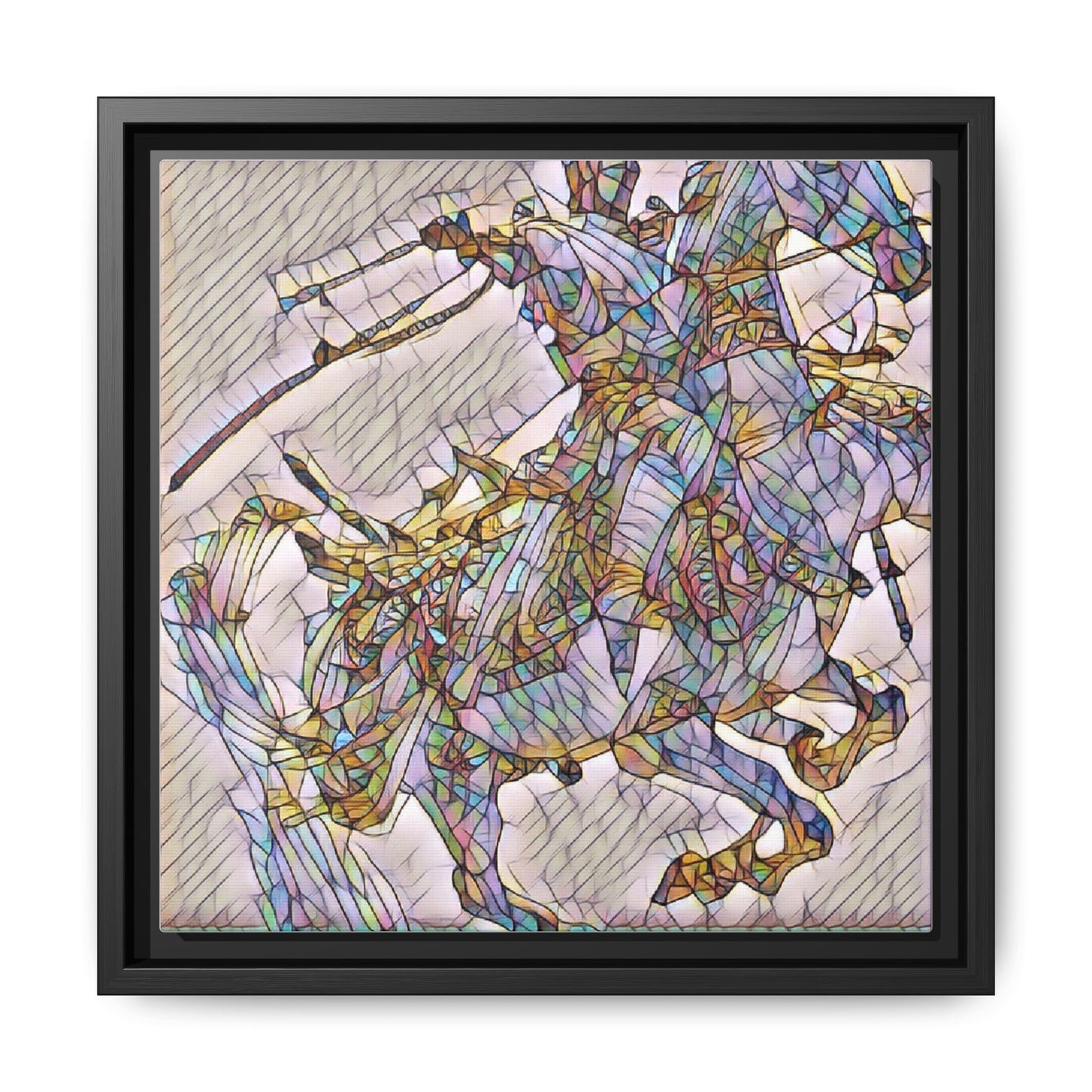Framed Abstract Stained-Glass Horse Canvas