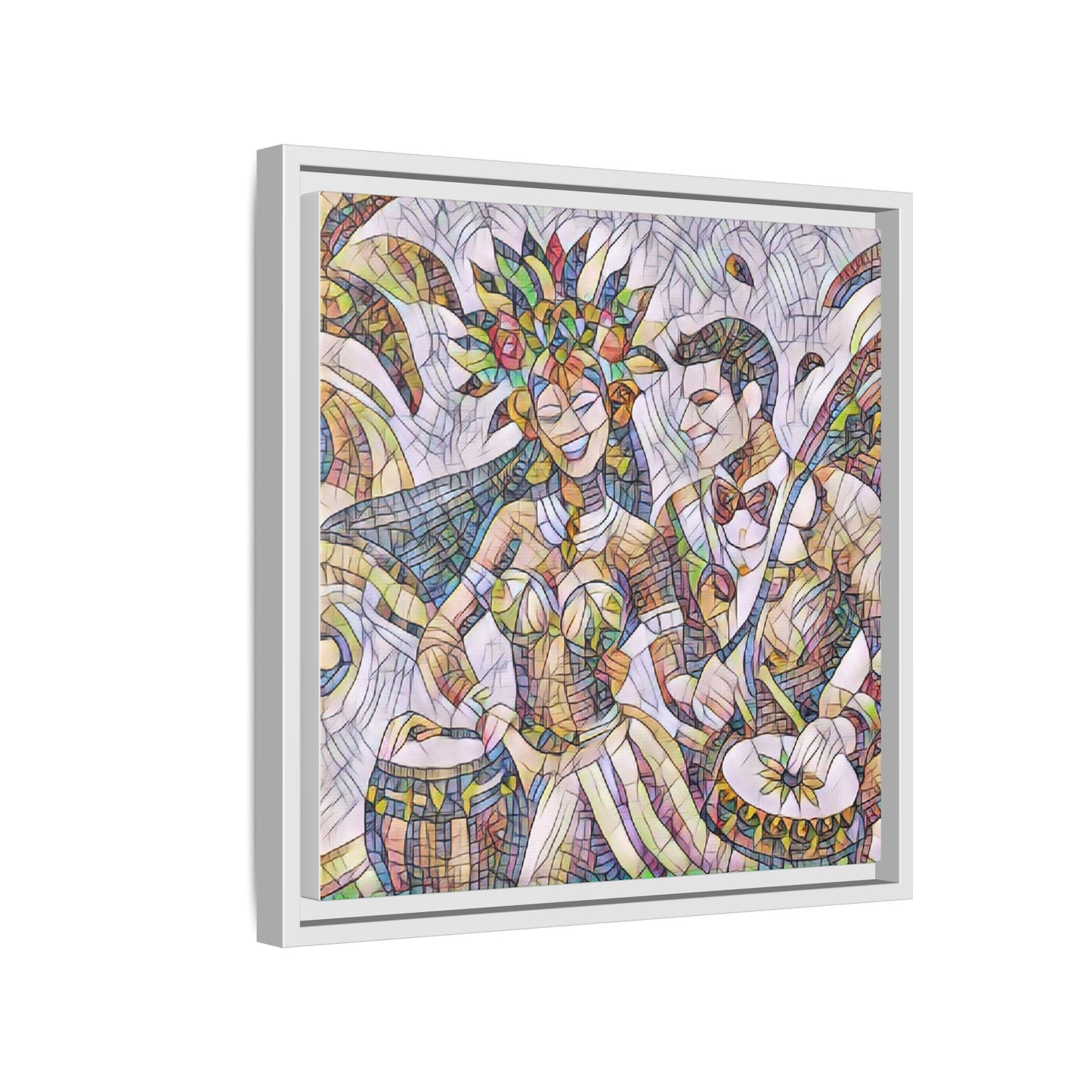 Carnival Samba Dancers Framed Canvas Art — Colorful Brazilian Festival Wall Decor