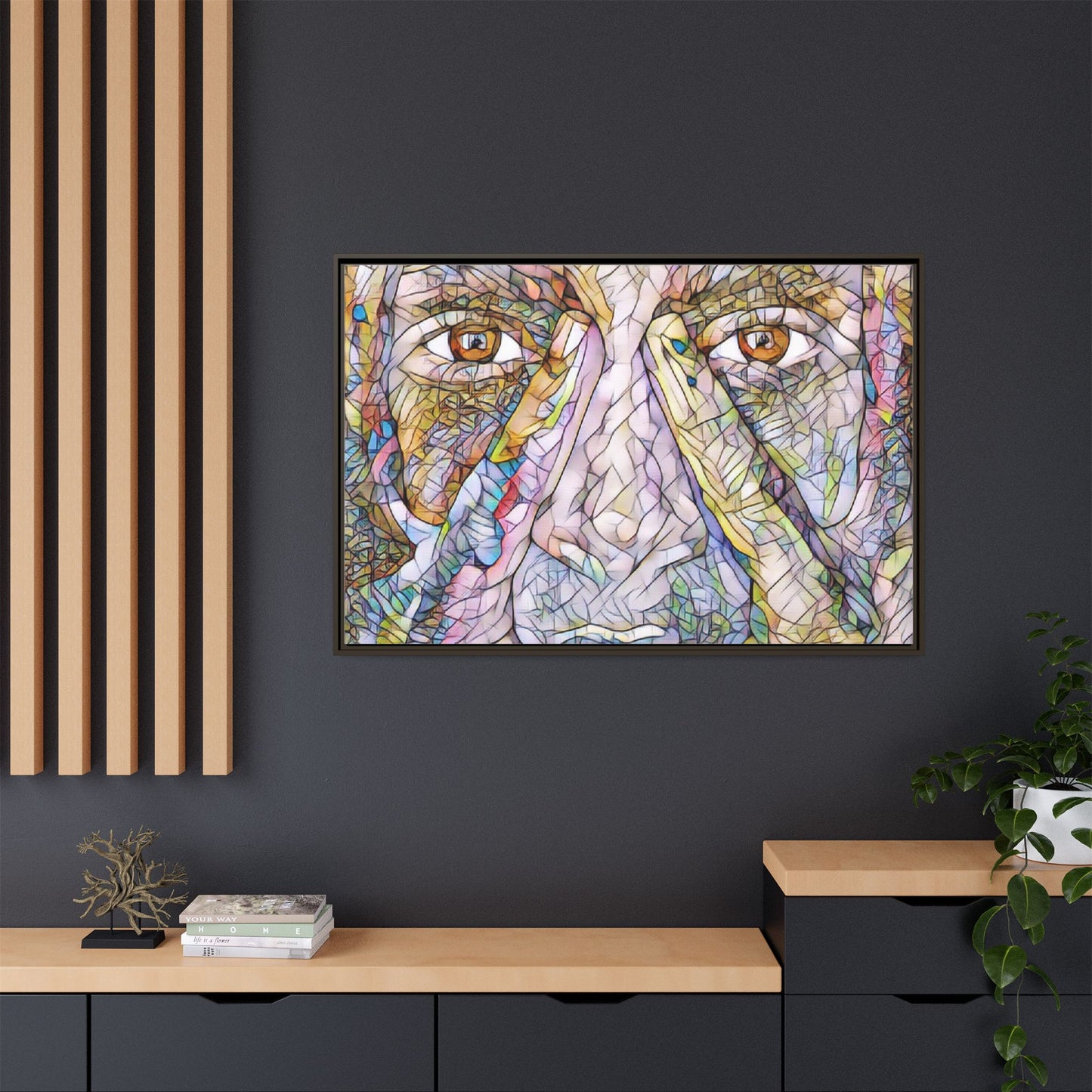 Abstract Stained-Glass Face Matte Canvas Framed Wall Art