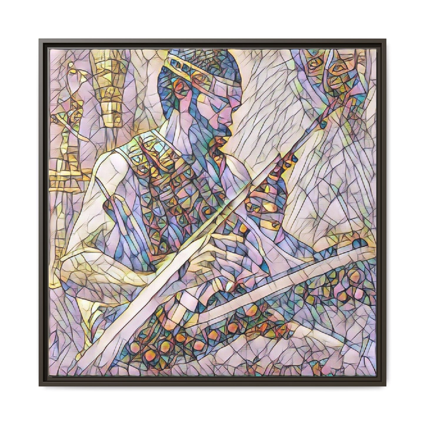 Framed Matte Canvas — Abstract Musician Stained-Glass Art Print