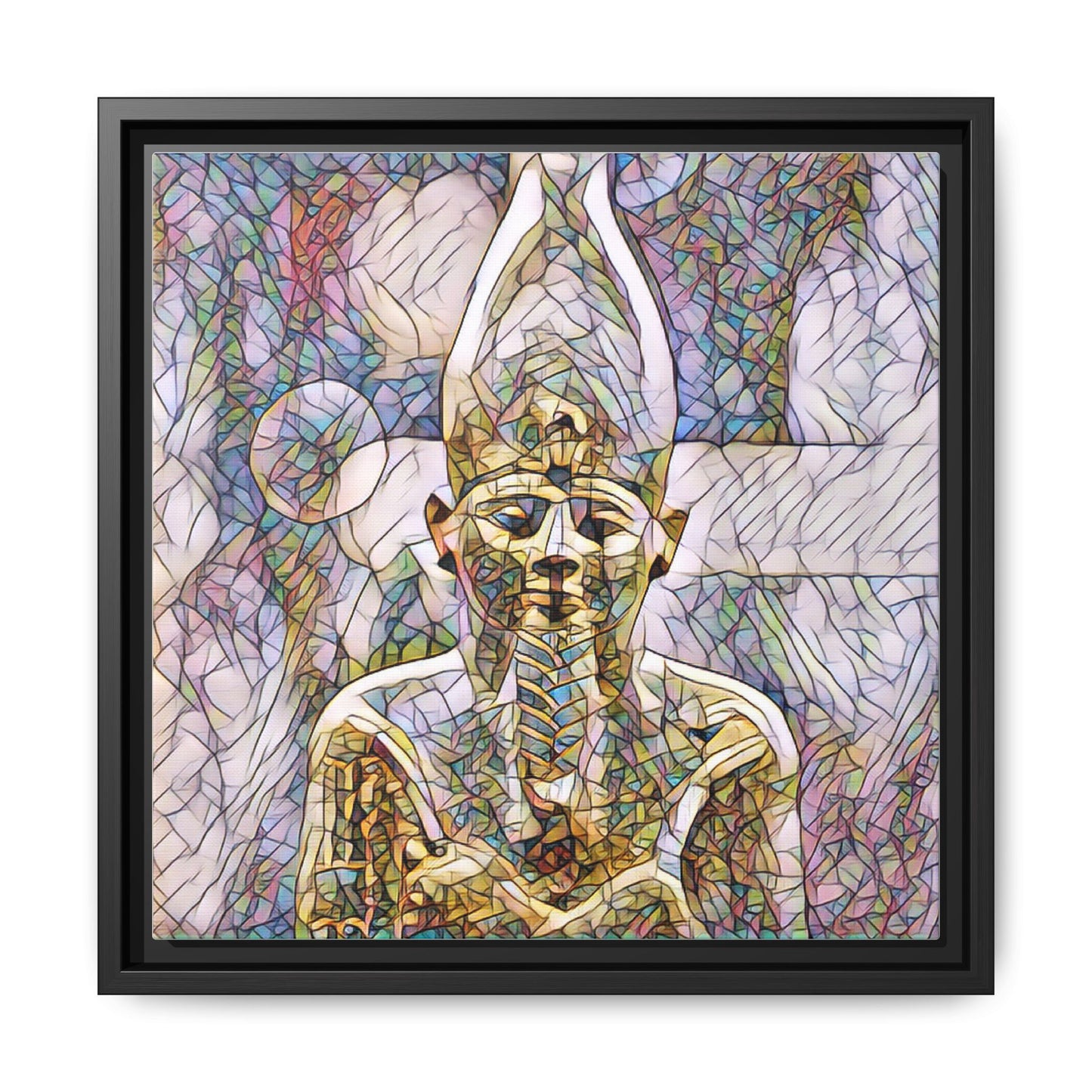 Egyptian Pharaoh Stained-Glass Style Matte Canvas Print, Framed