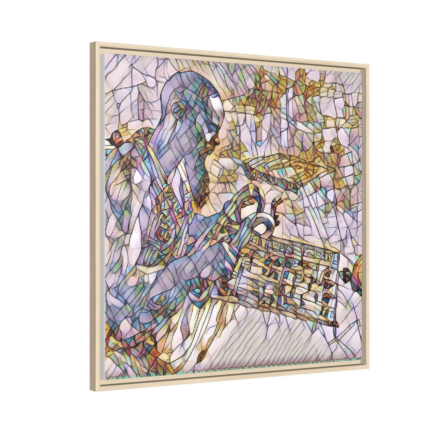 Framed Matte Canvas Art – Abstract Musician with Keyboard (Multi-Color)