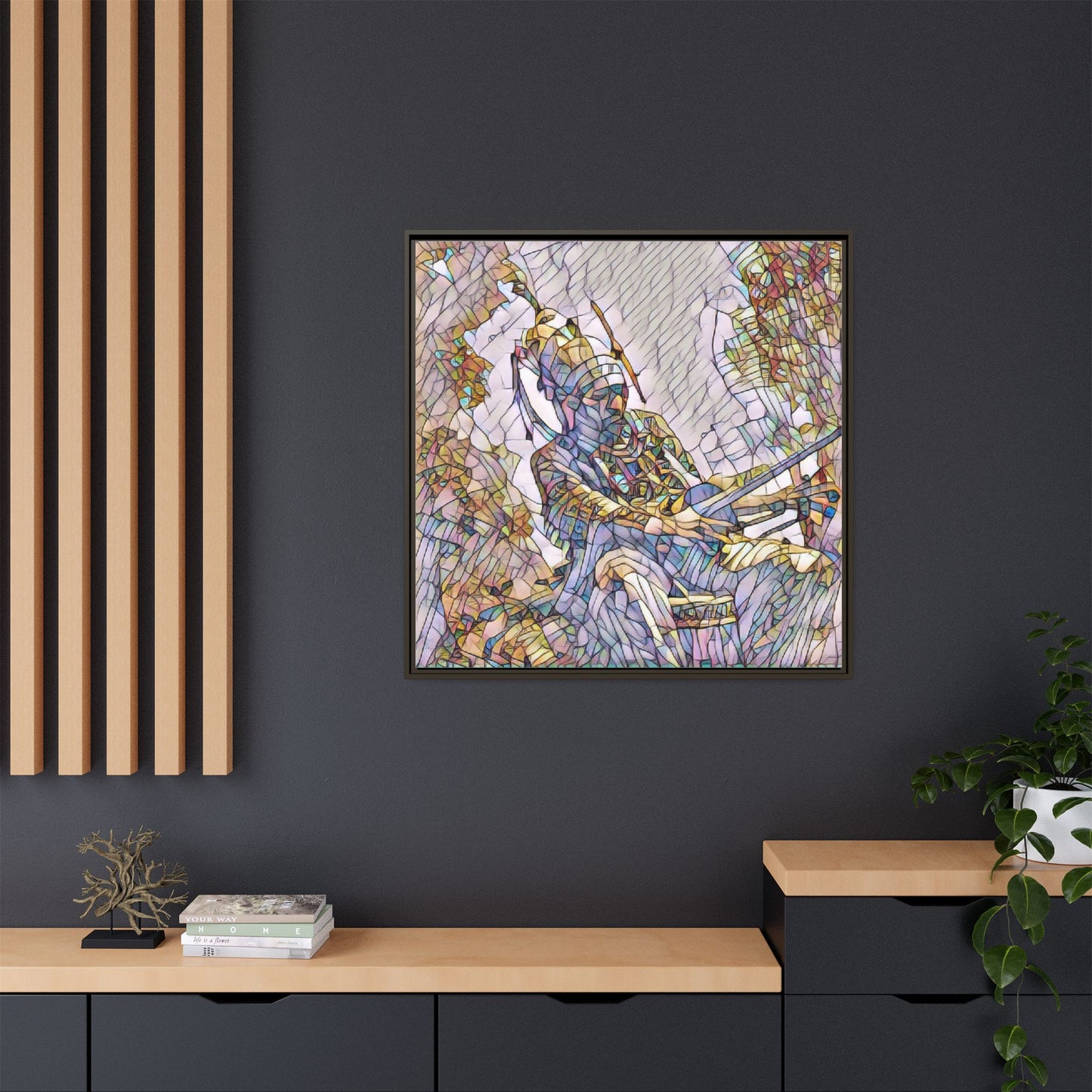Framed Archery Canvas Print — Stained-Glass Archer Wall Art