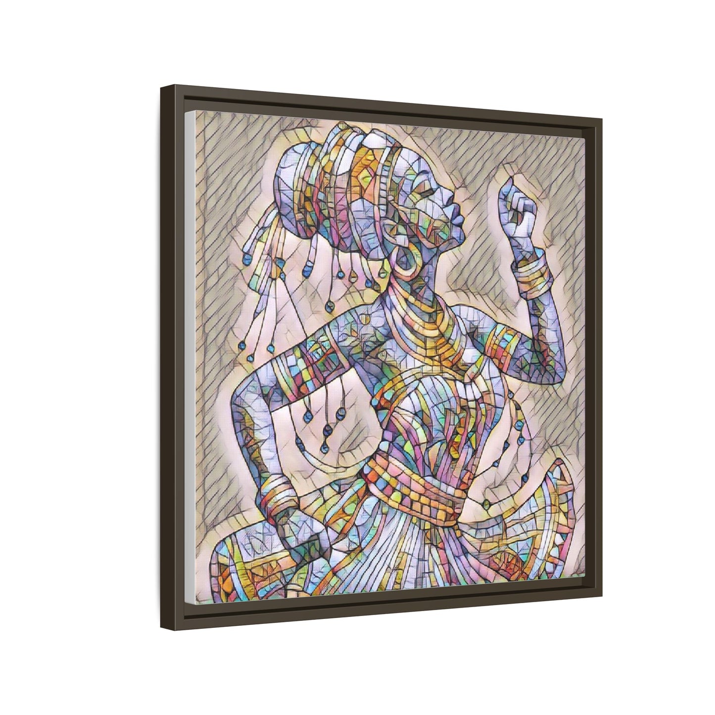 Framed Canvas Art — Colorful Mosaic Dancer