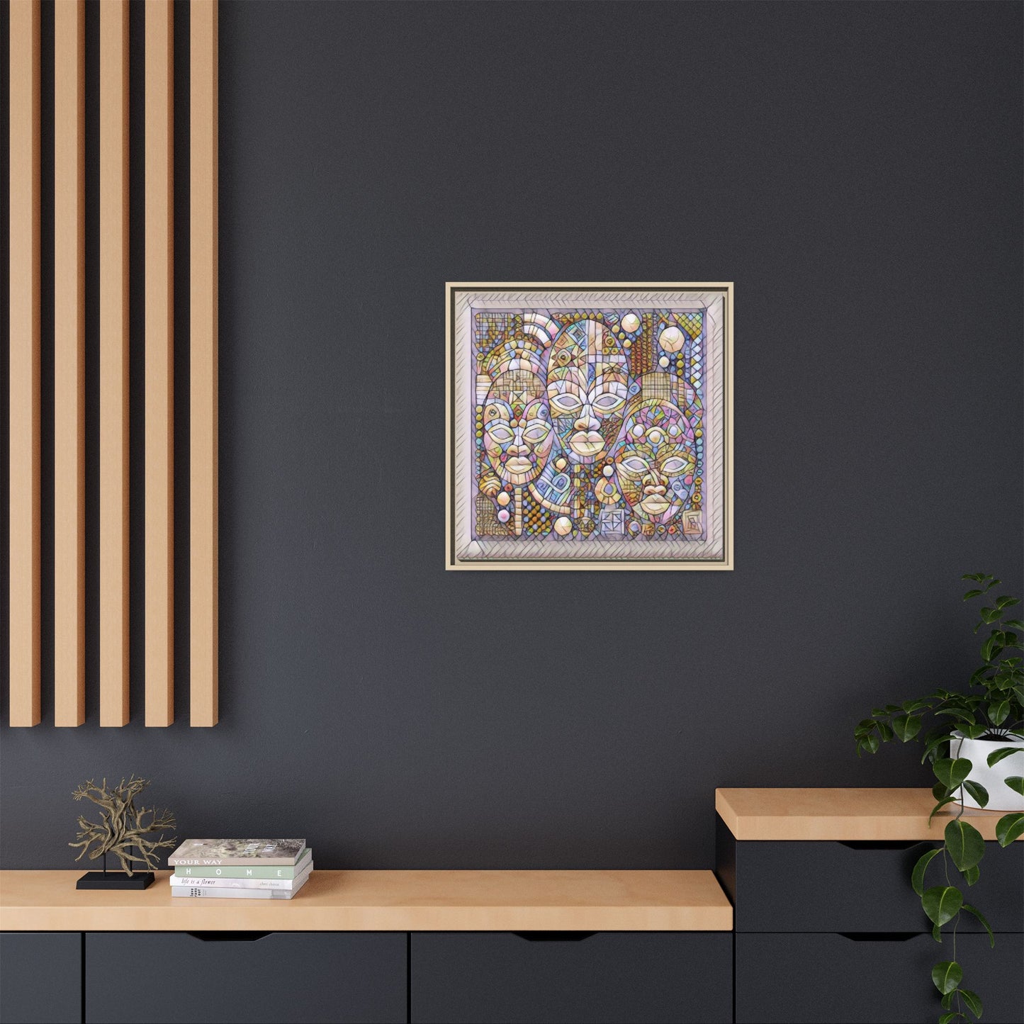 Abstract African Mask Art — Framed Matte Canvas Wall Art