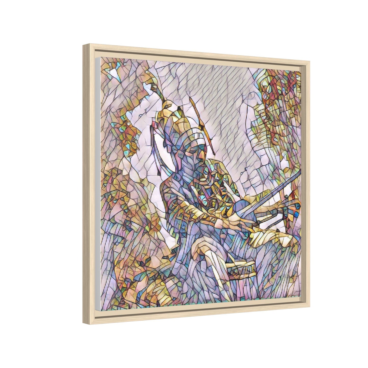 Framed Archery Canvas Print — Stained-Glass Archer Wall Art