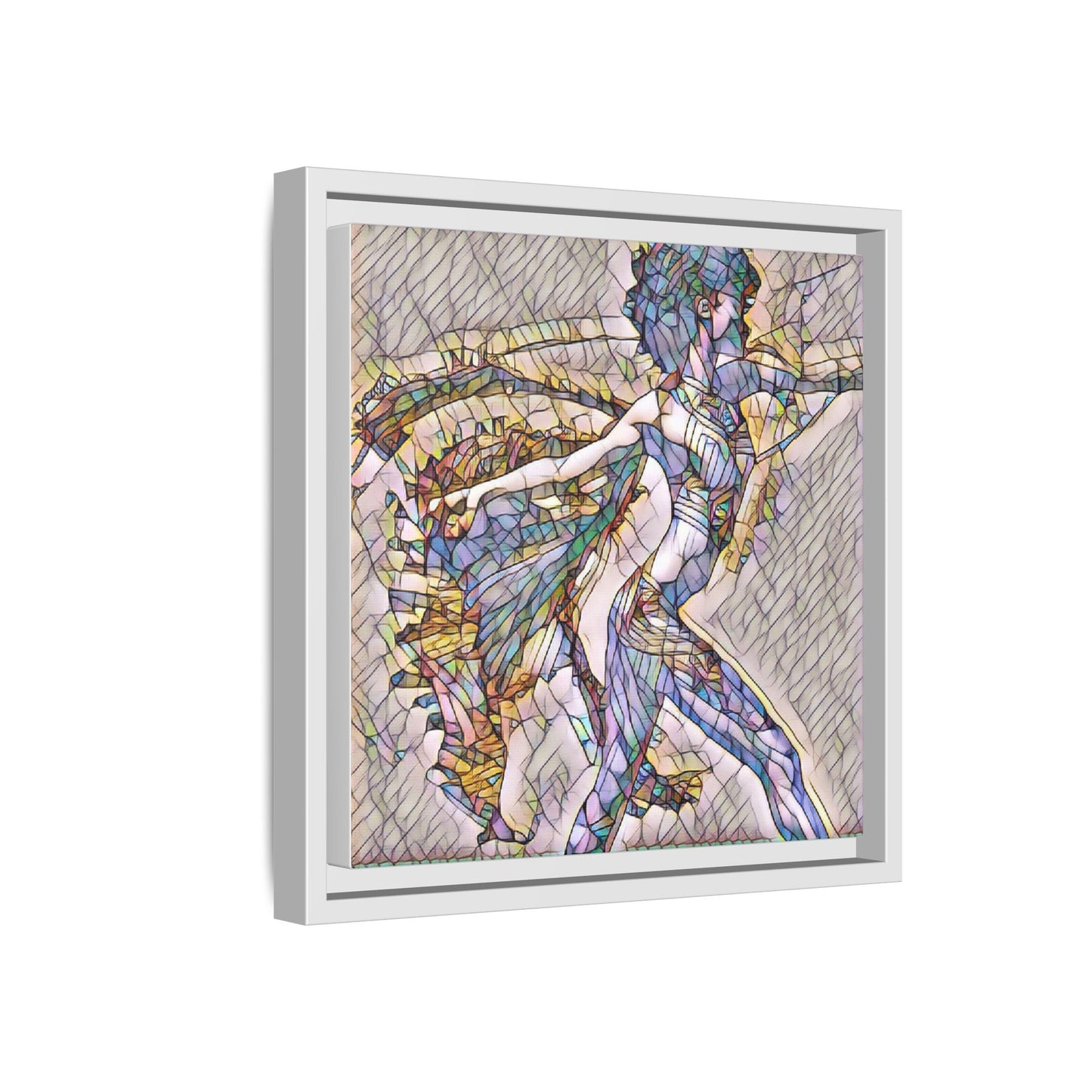 Abstract Stained-Glass Dancer Framed Canvas Art