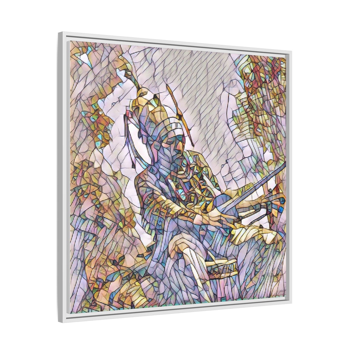 Framed Archery Canvas Print — Stained-Glass Archer Wall Art
