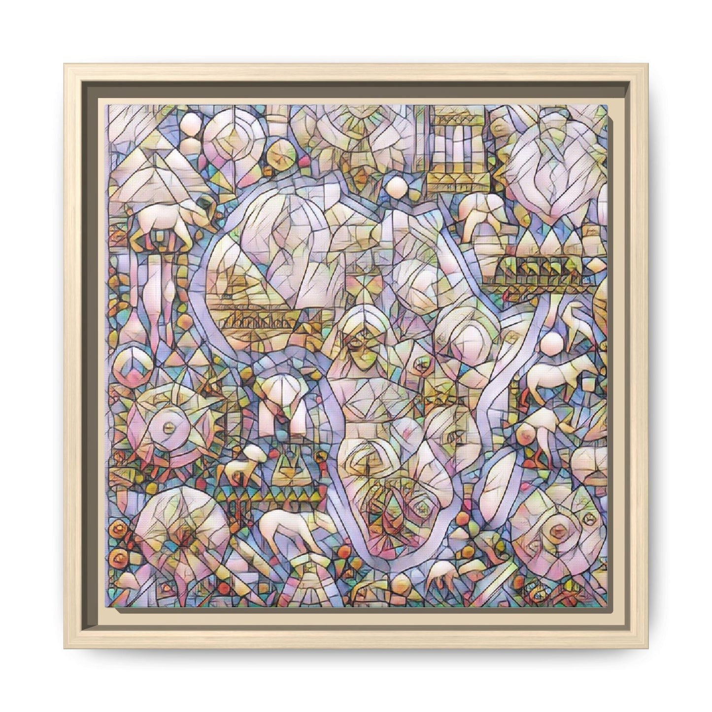 Abstract Stained-Glass Style Framed Canvas Print