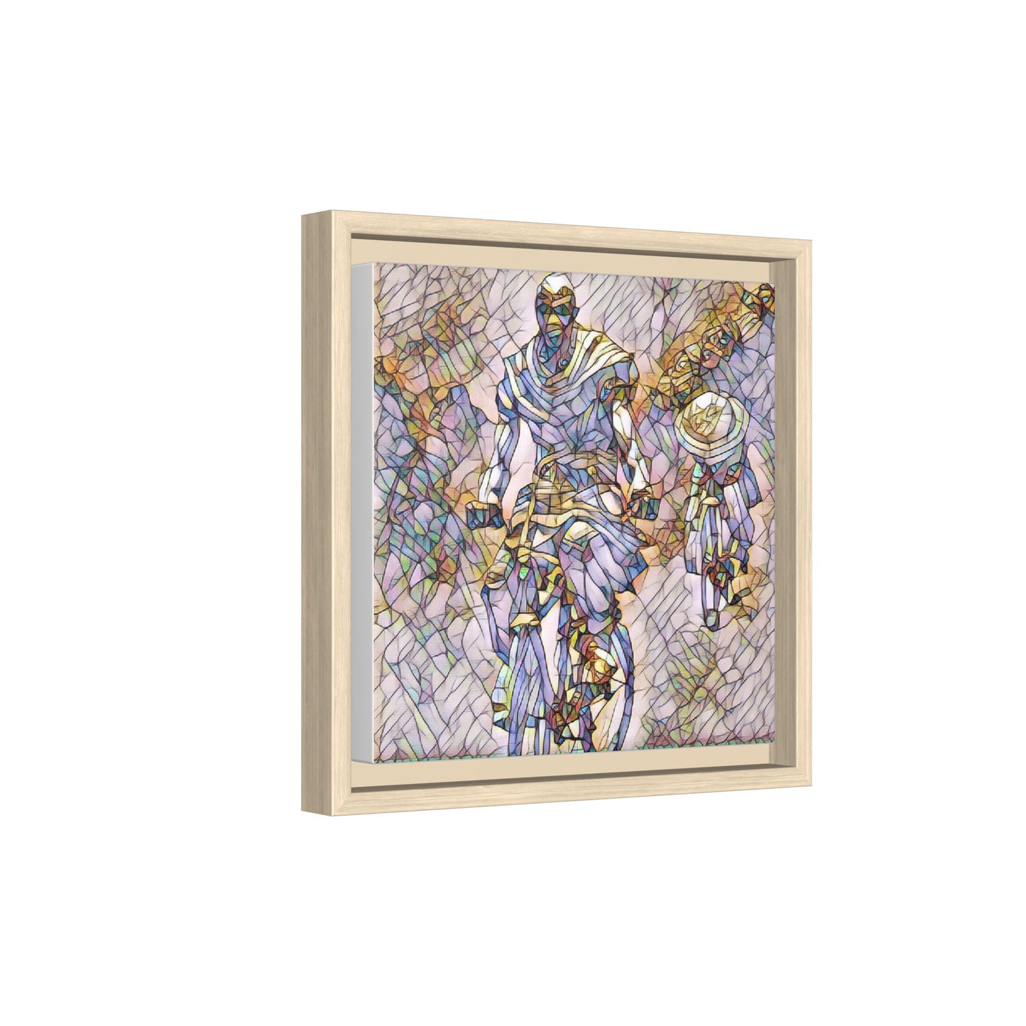 Framed Matte Canvas — Abstract Cyclist Artwork (Multi‑Color)