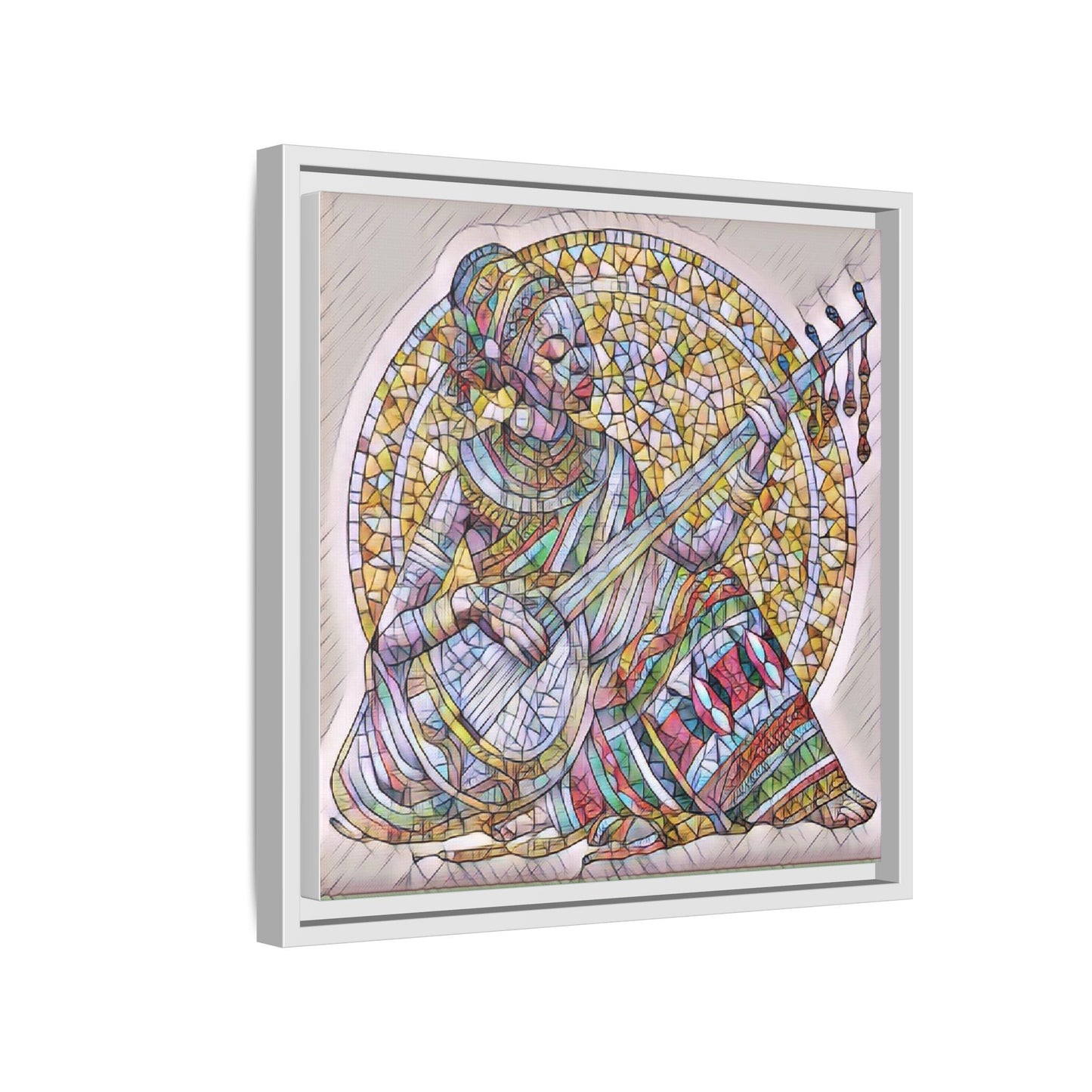 Framed Canvas Art - Colorful Mosaic Musician Wall Decor