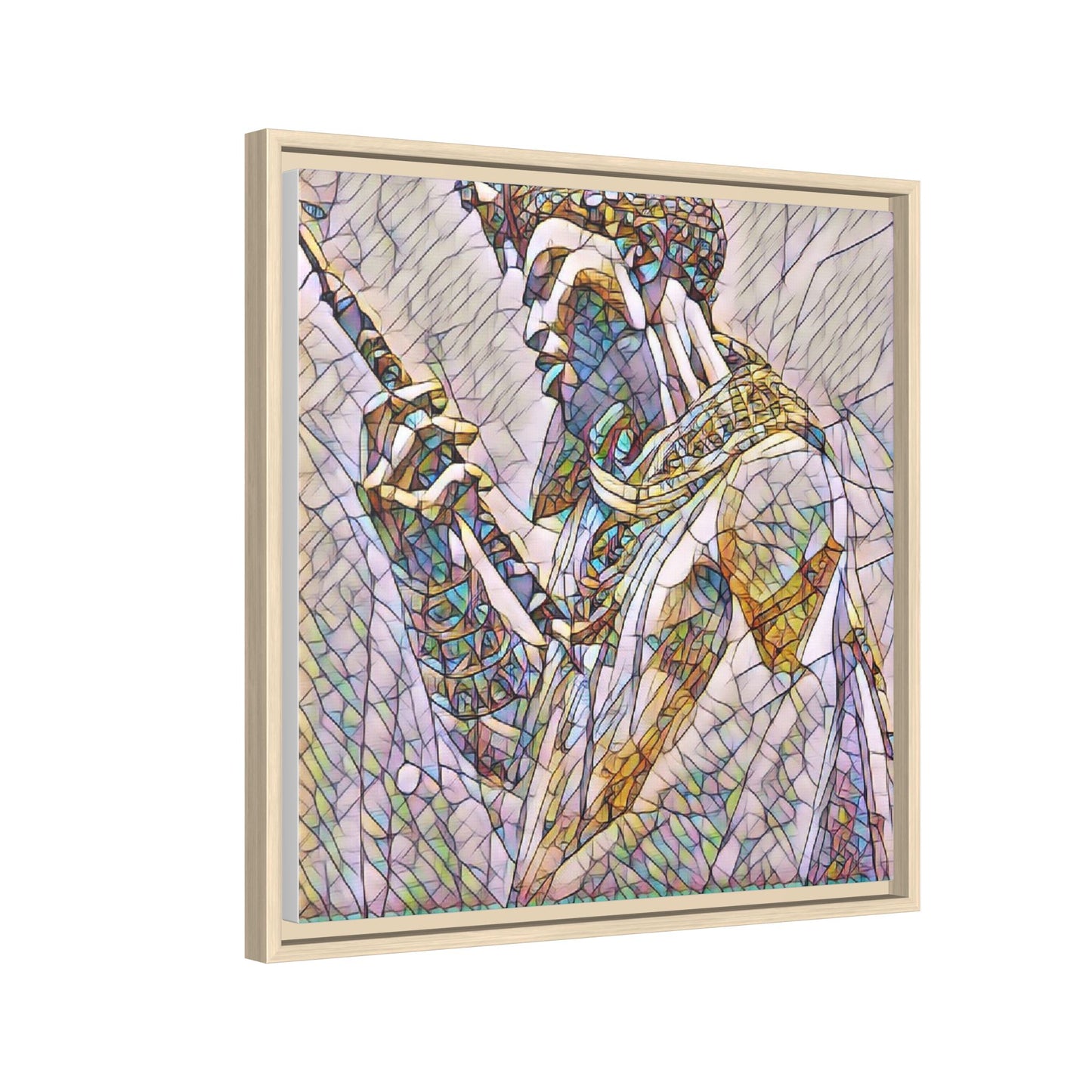 Egyptian Pharaoh Stained Glass Art — Framed Matte Canvas