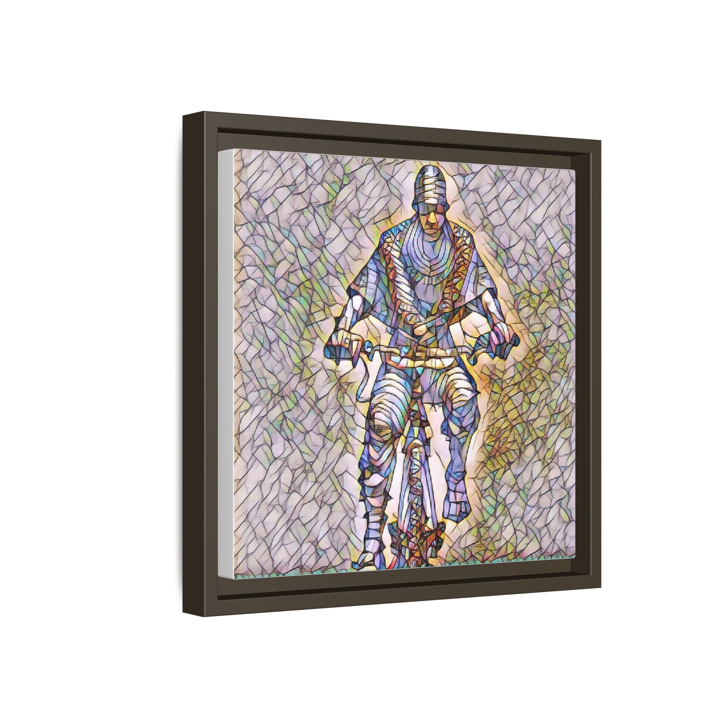 Framed Matte Canvas Art - Stylized Cyclist Illustration