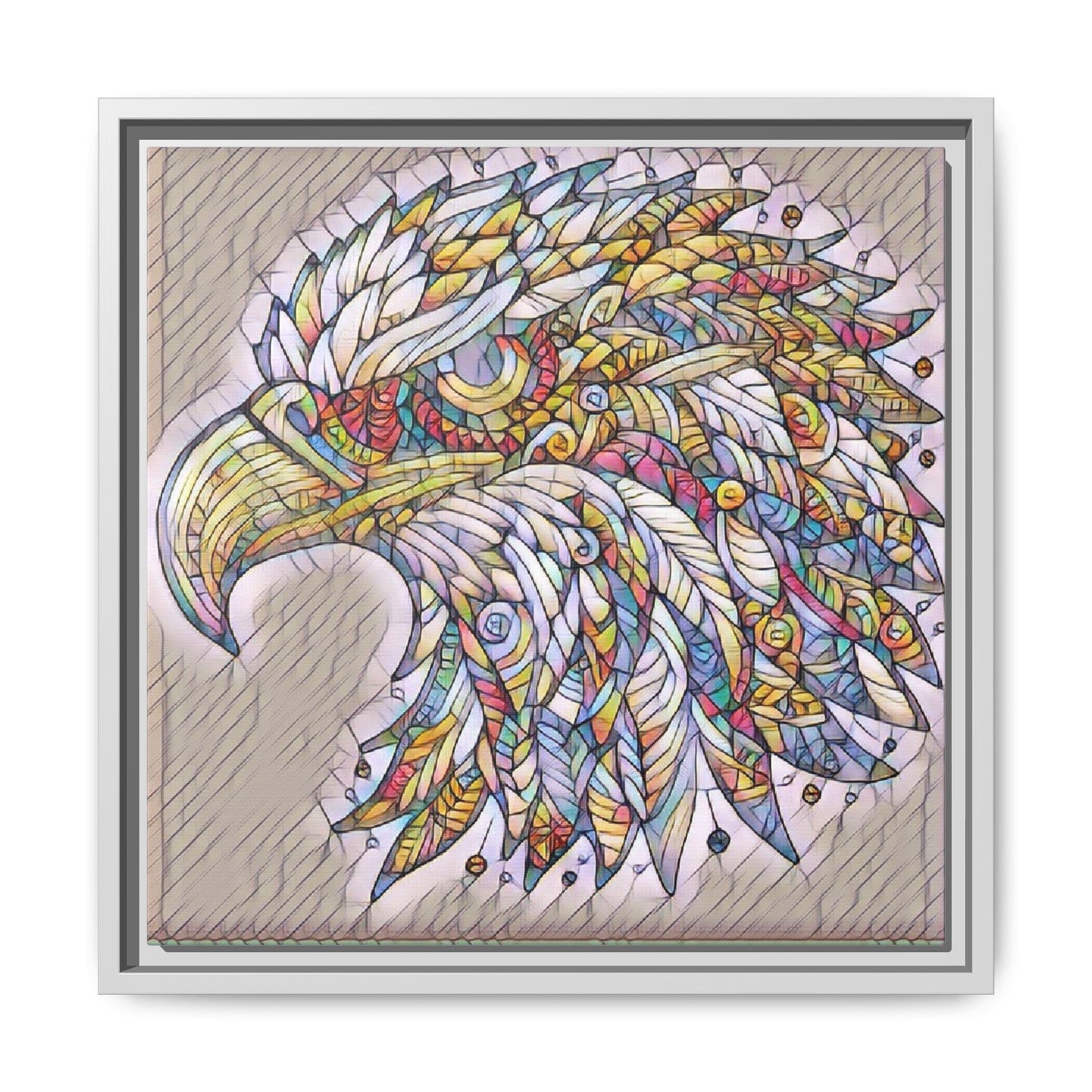 Colorful Eagle Head Matte Framed Canvas Art
