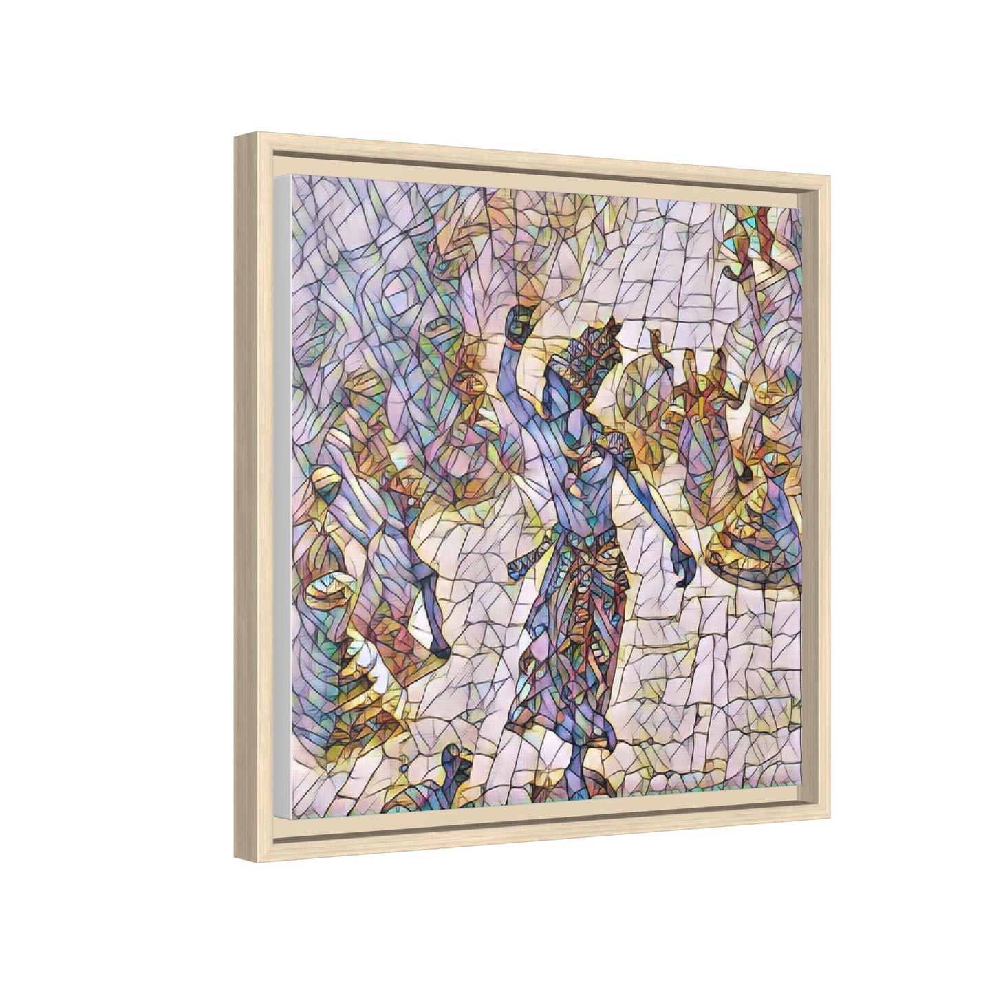 Framed Canvas Art — Colorful Mosaic Krishna Dance Print