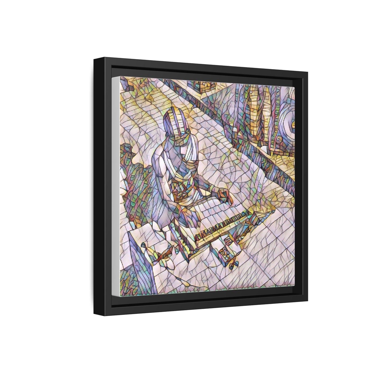 Abstract DJ Skateboarder Matte Framed Canvas – Colorful Urban Music Art Print