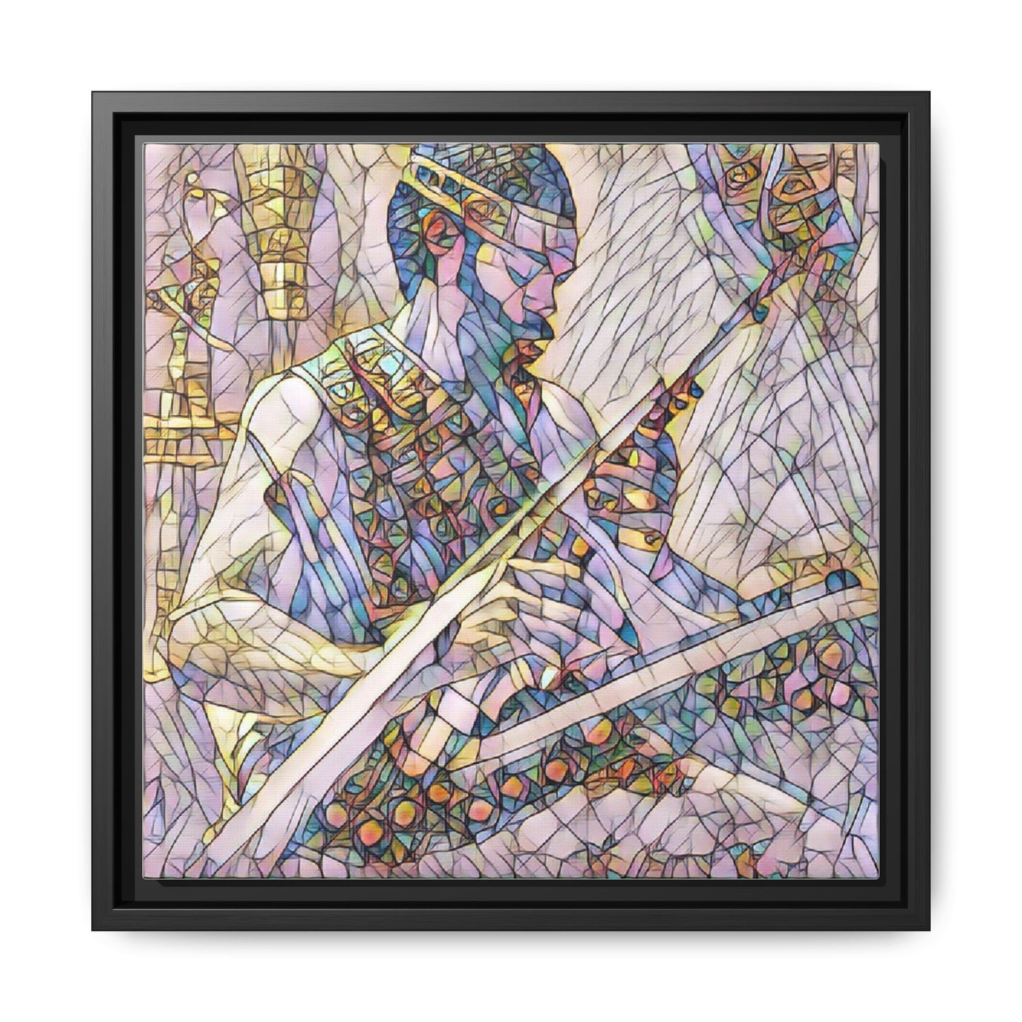 Framed Matte Canvas — Abstract Musician Stained-Glass Art Print