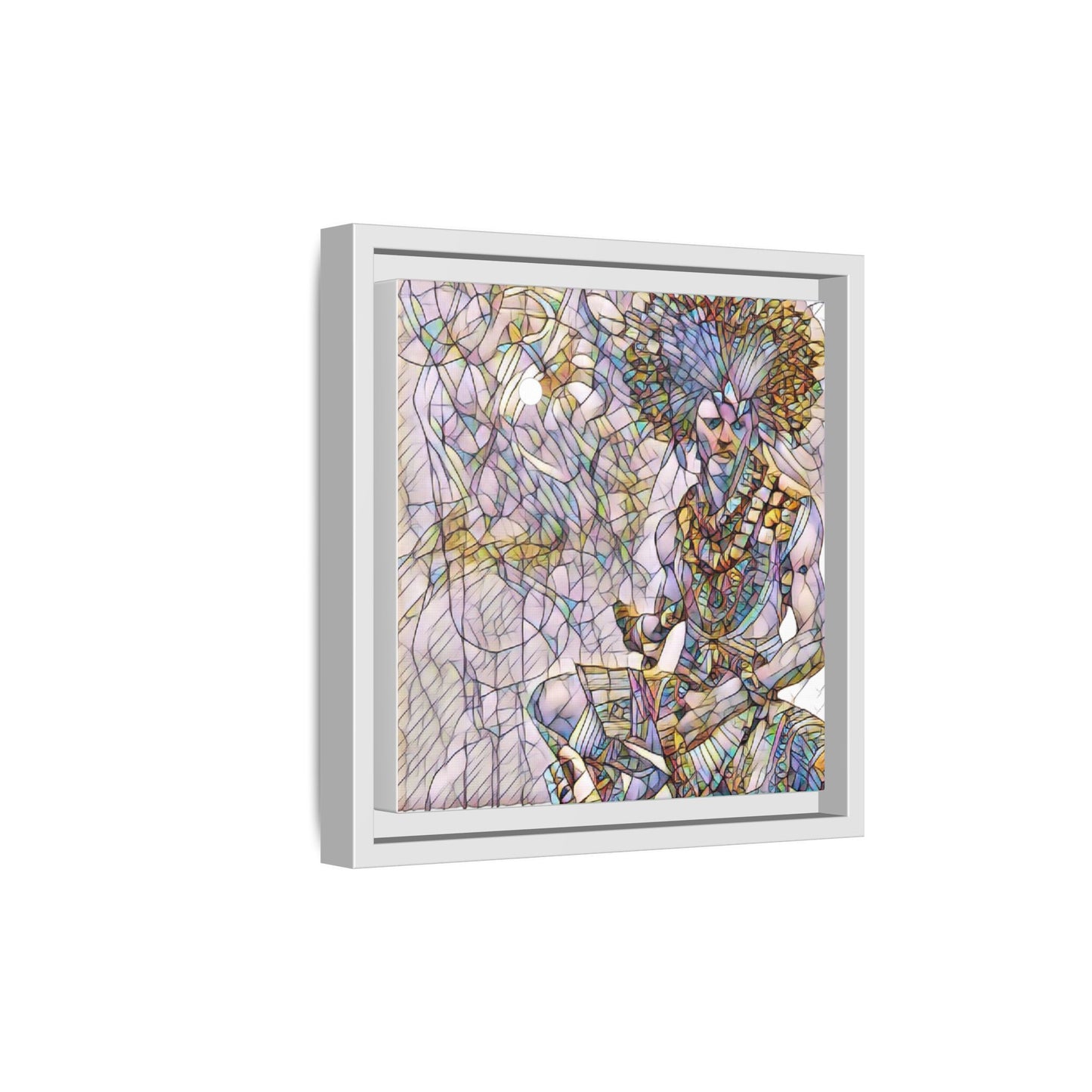 Framed Matte Canvas Art — Colorful Tribal Warrior Illustration