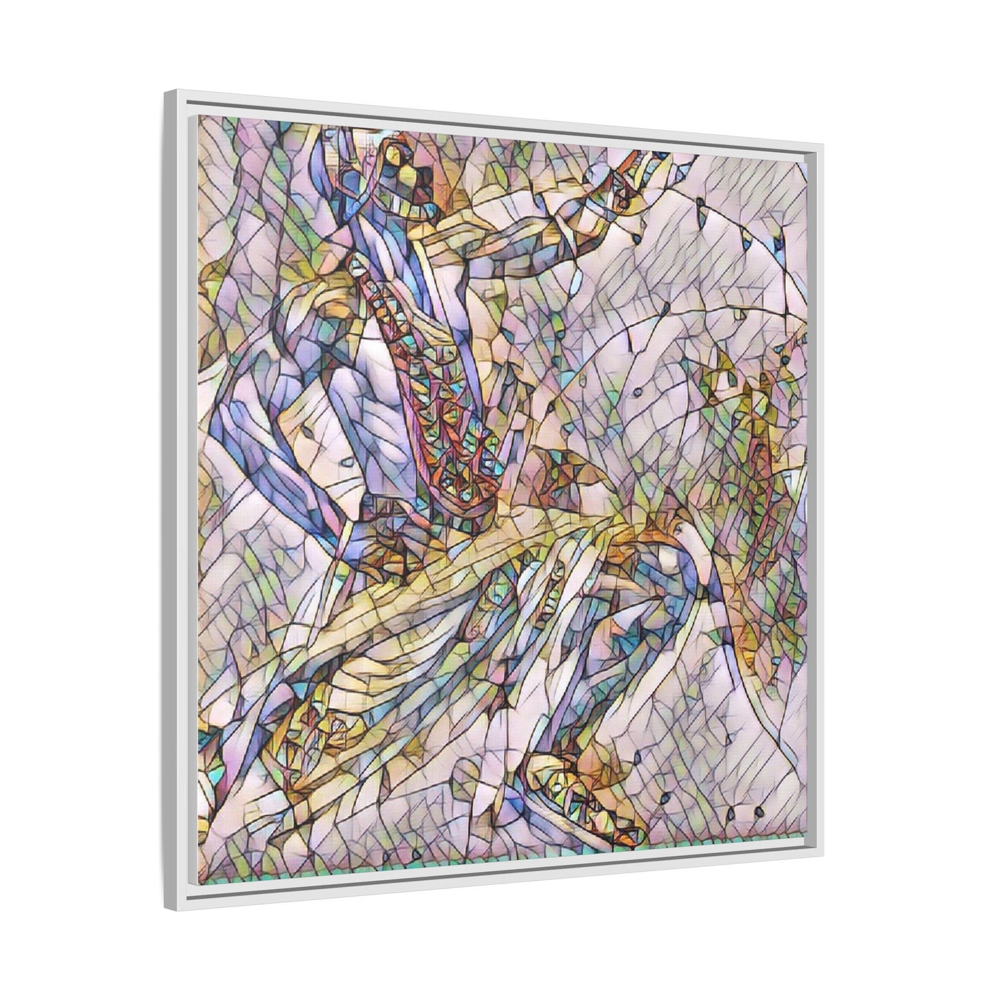 Abstract Stained-Glass Dancers — Framed Matte Canvas Art