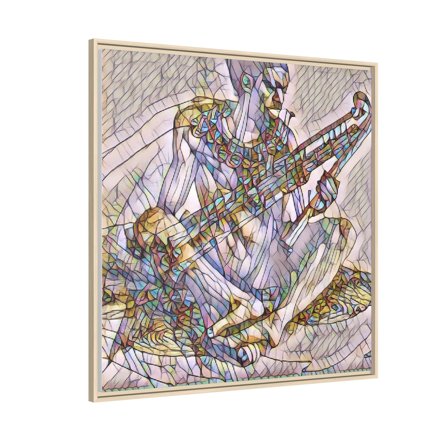 Framed Abstract Musician Canvas Art — Multicolor Modern Wall Decor