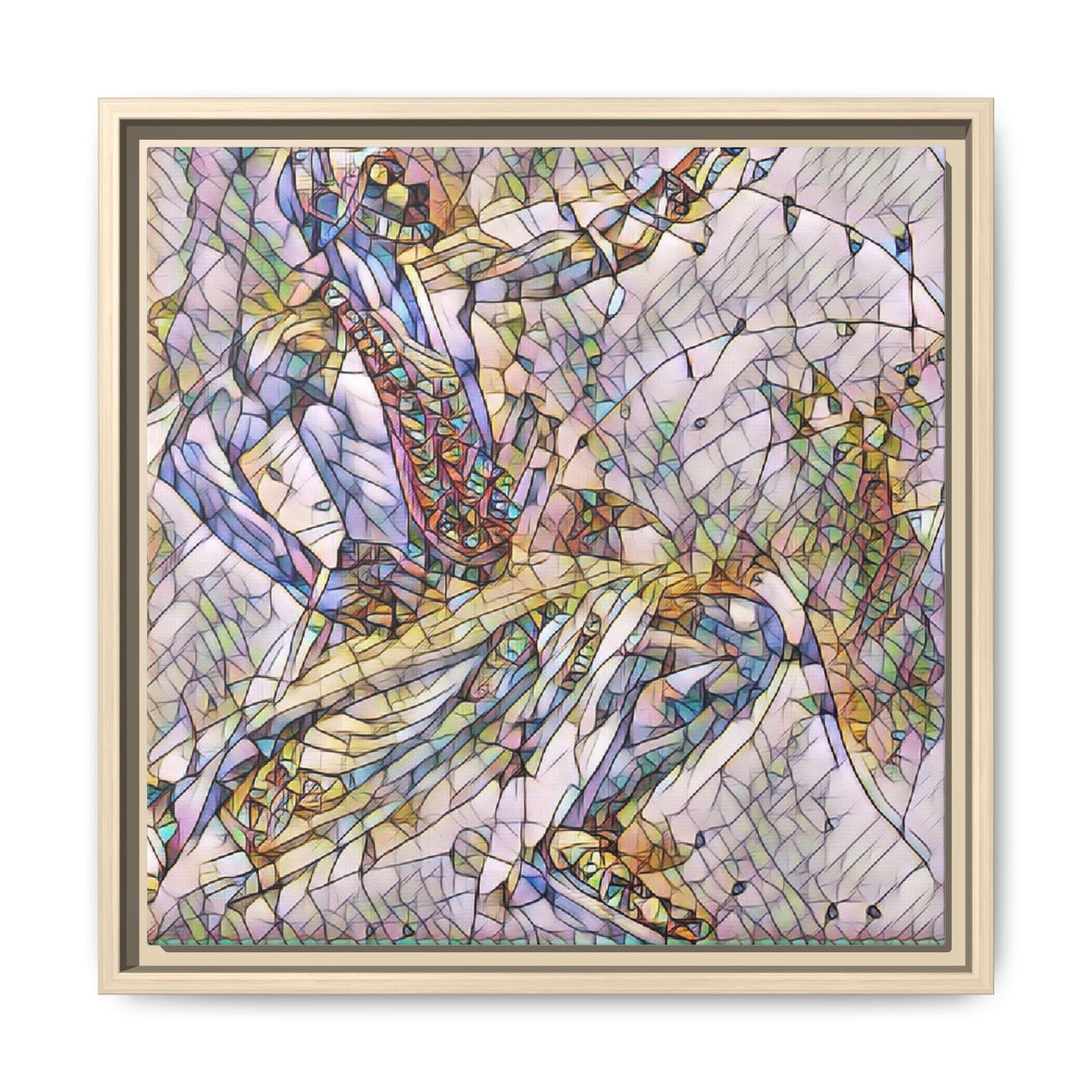 Abstract Stained-Glass Dancers — Framed Matte Canvas Art