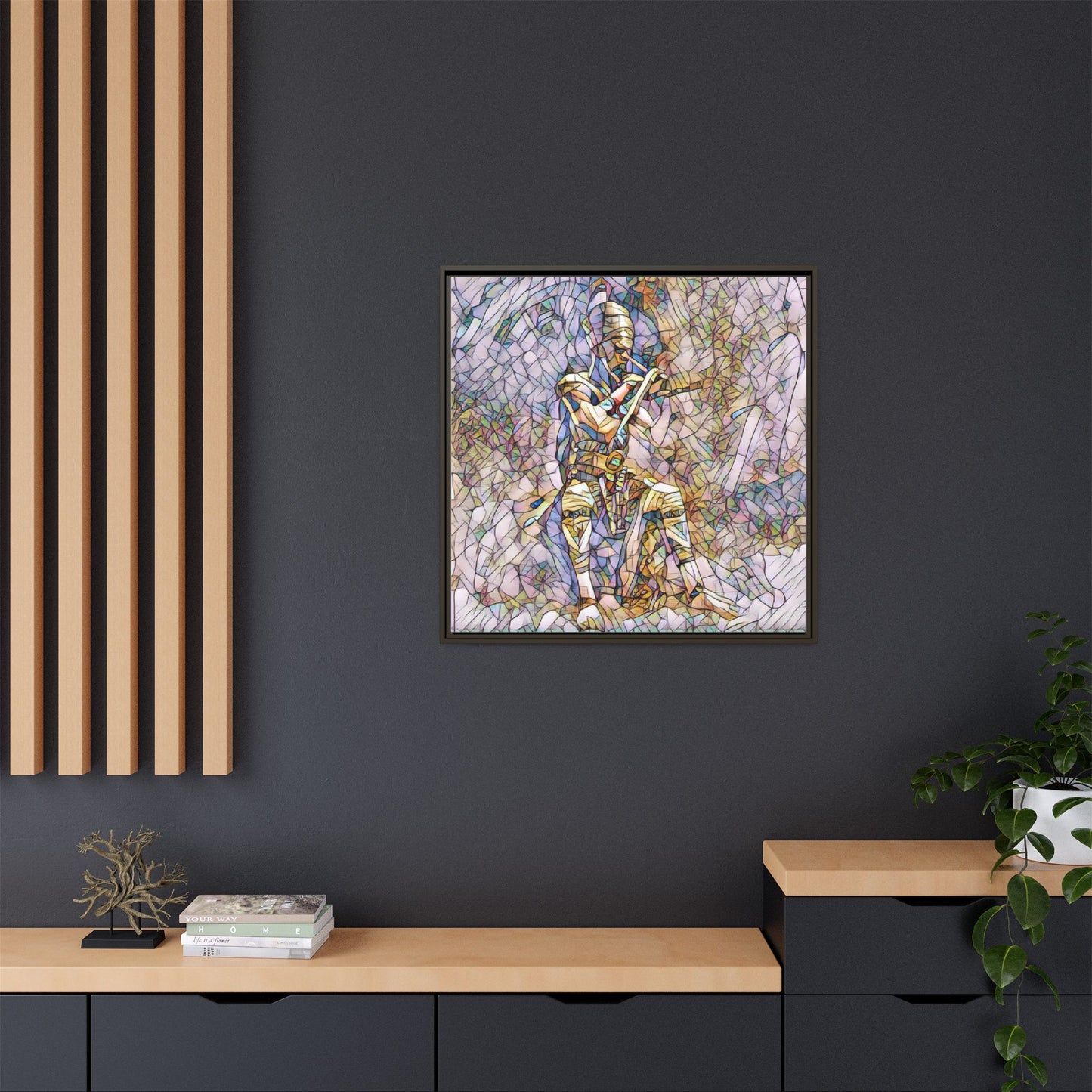 Framed Matte Canvas - Stained Glass Knight Artwork
