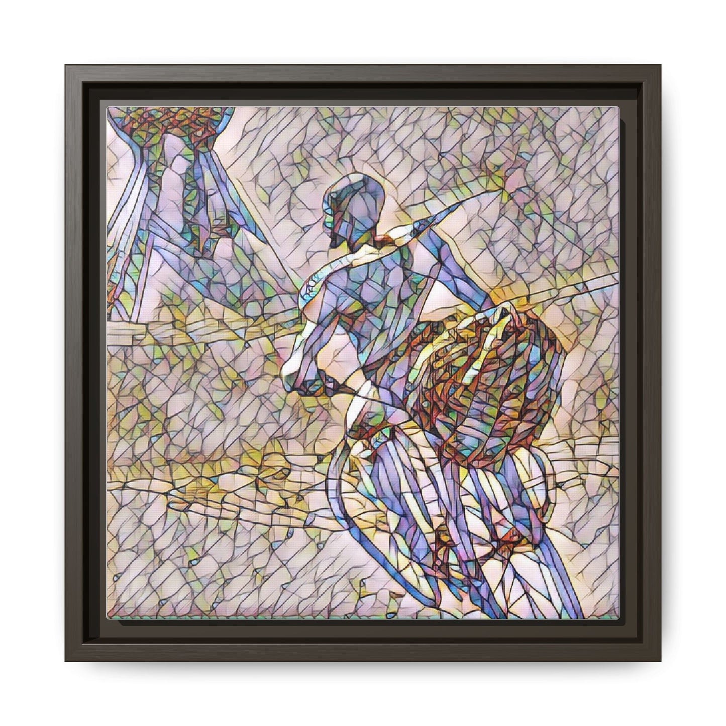 Abstract Stained-Glass Warrior Matte Framed Canvas
