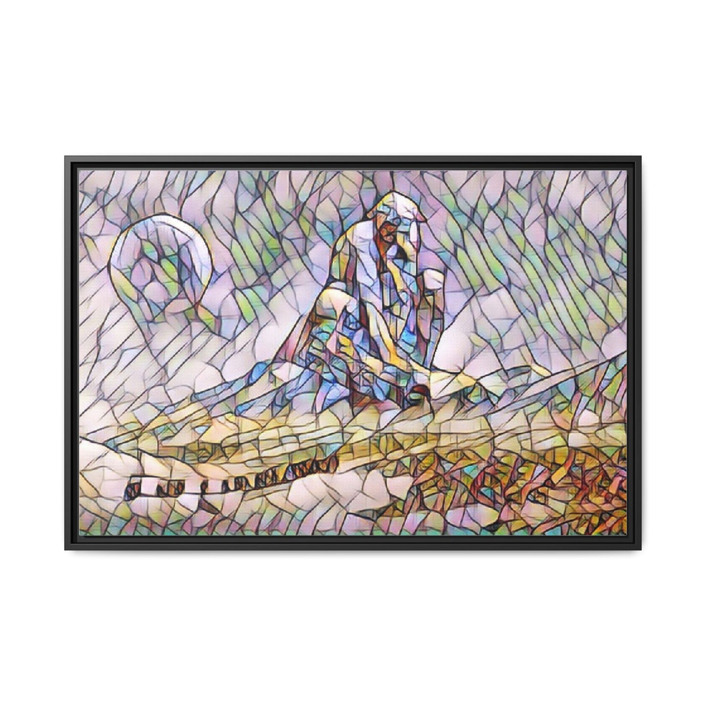 Stained-Glass Surfing Canvas Print — Framed Matte Wall Art