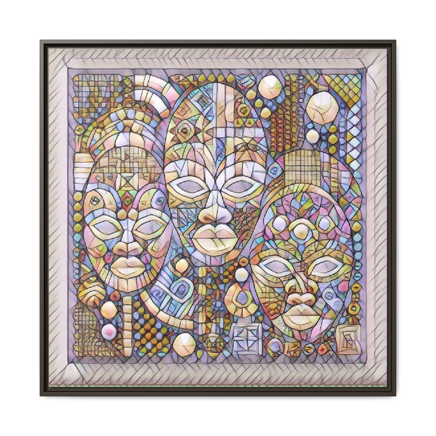 Abstract African Mask Art — Framed Matte Canvas Wall Art