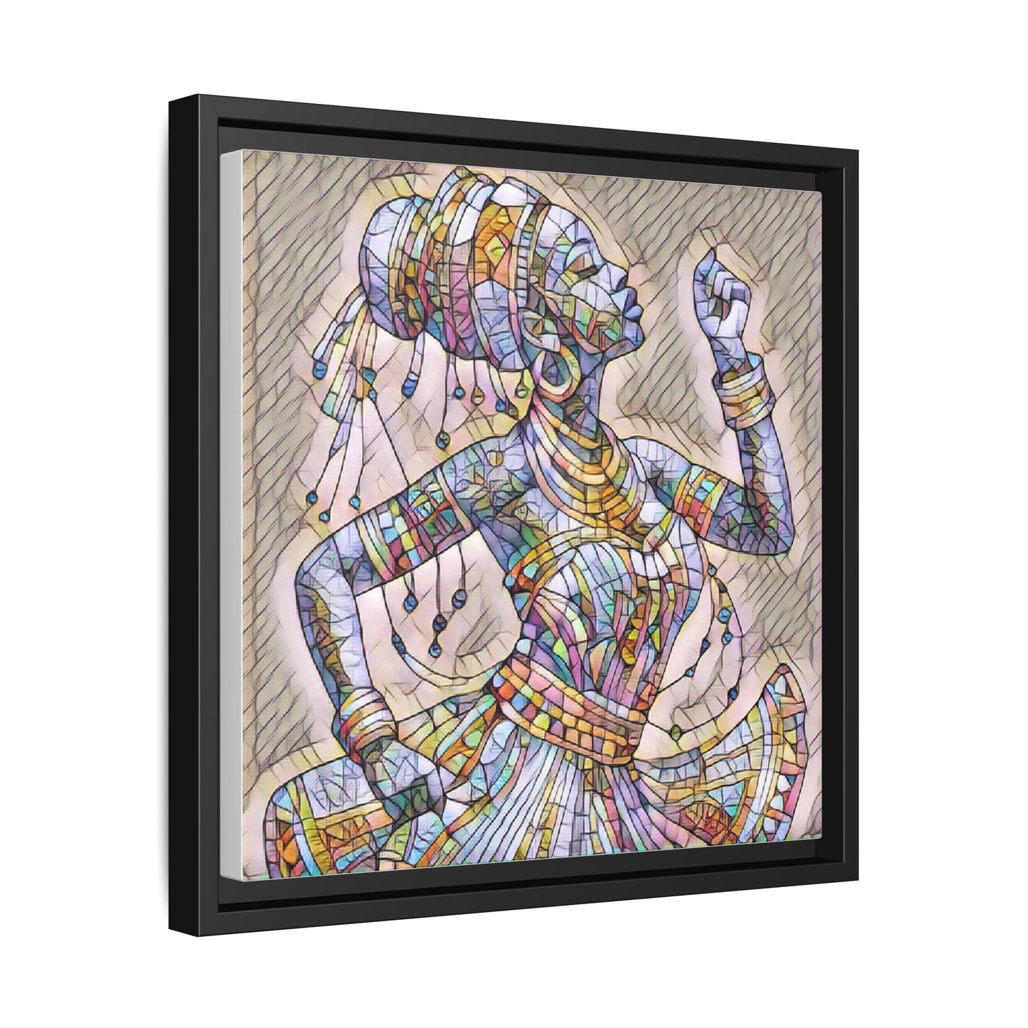 Framed Canvas Art — Colorful Mosaic Dancer