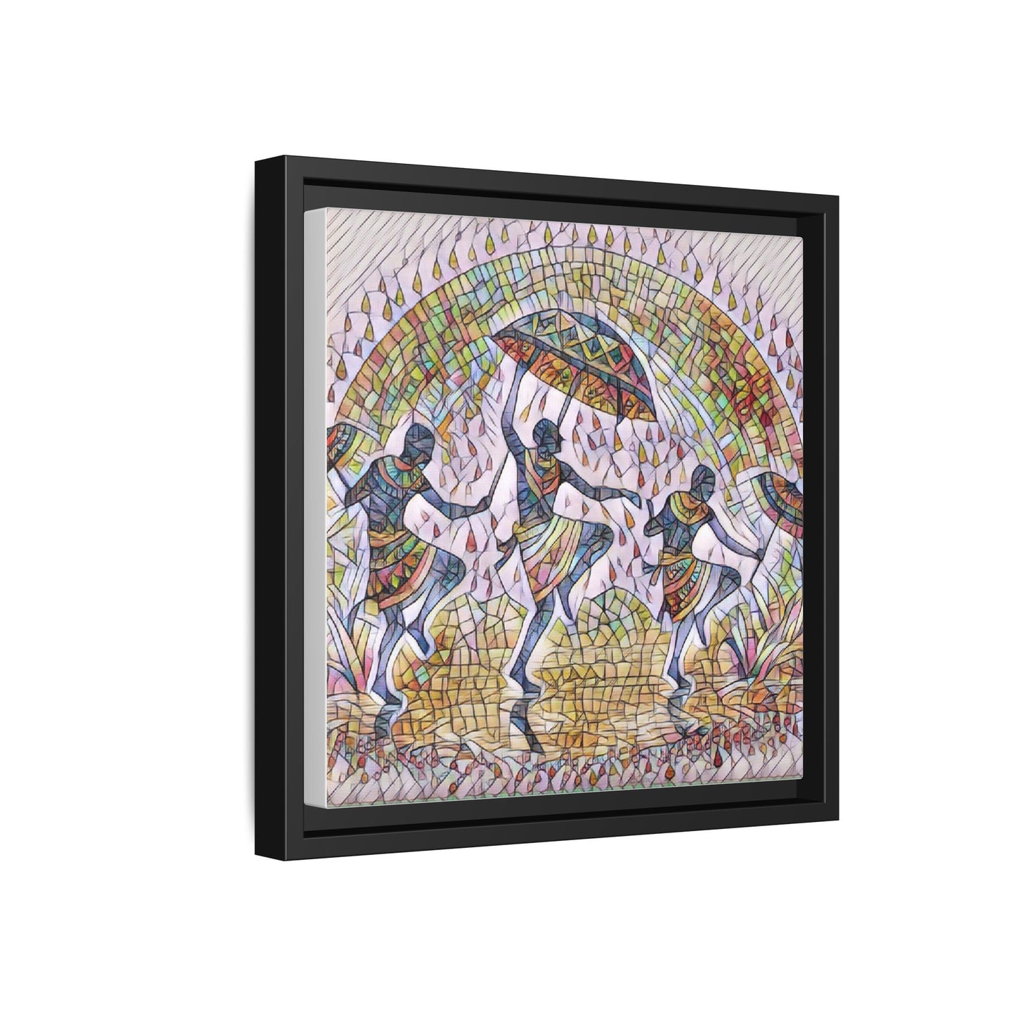 Framed Canvas Art — Colorful African Dance Mosaic