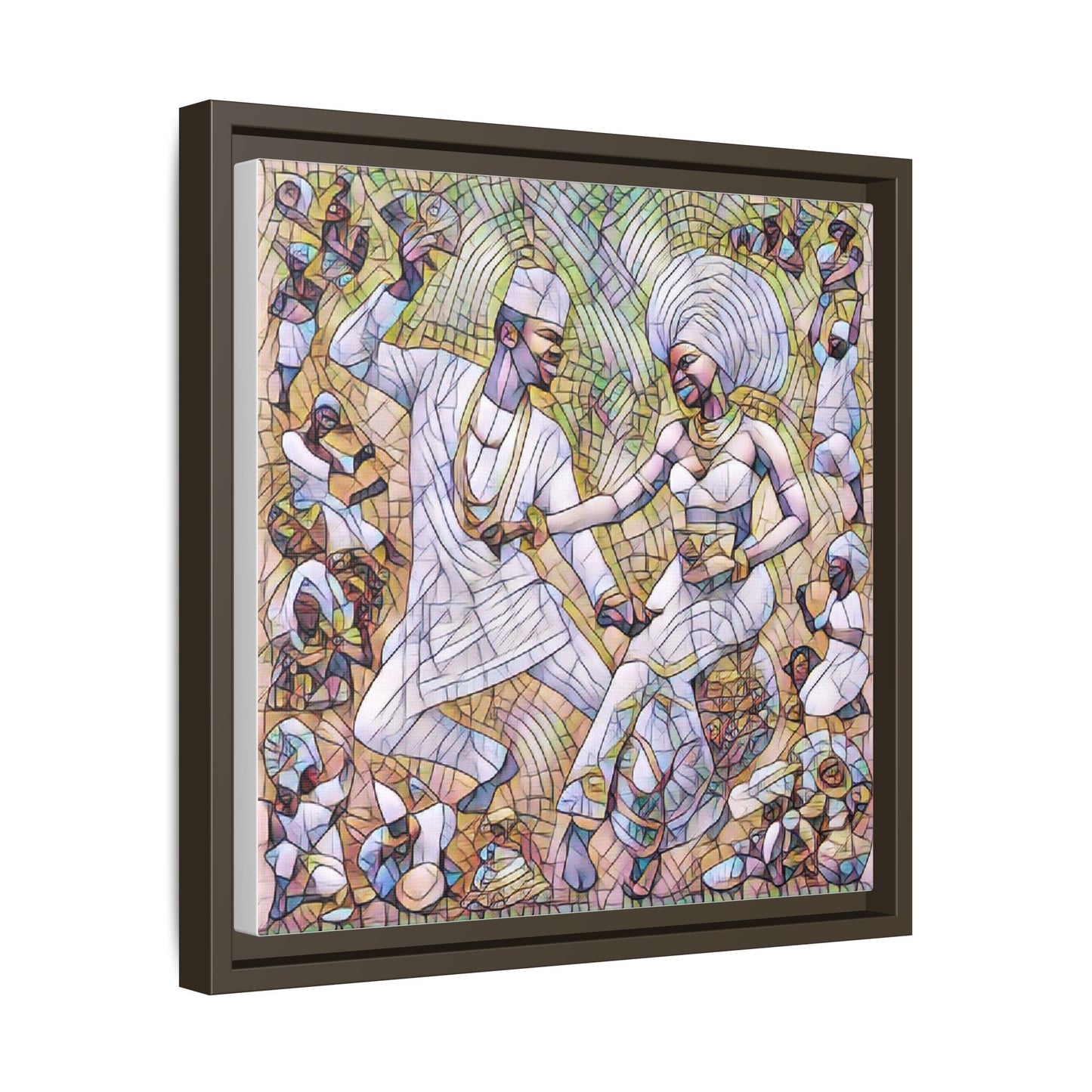Afrobeat Celebration Matte Framed Canvas — Vibrant Dancers Wall Art