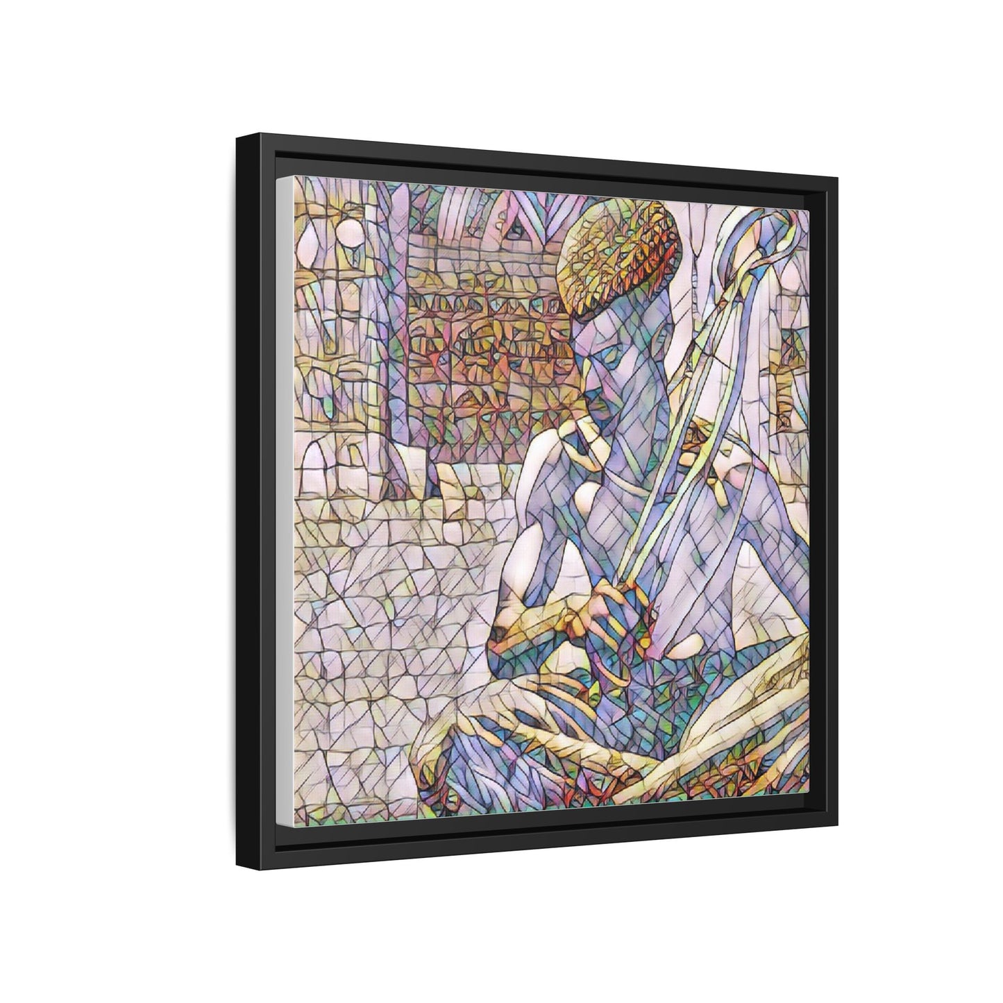 Framed Matte Canvas Art – Stained-Glass Style Musician Print