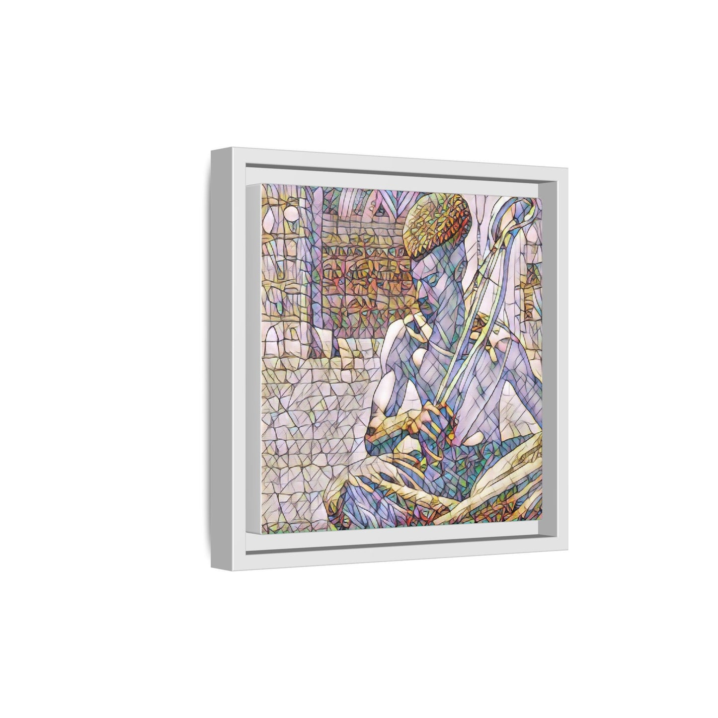 Framed Matte Canvas Art – Stained-Glass Style Musician Print