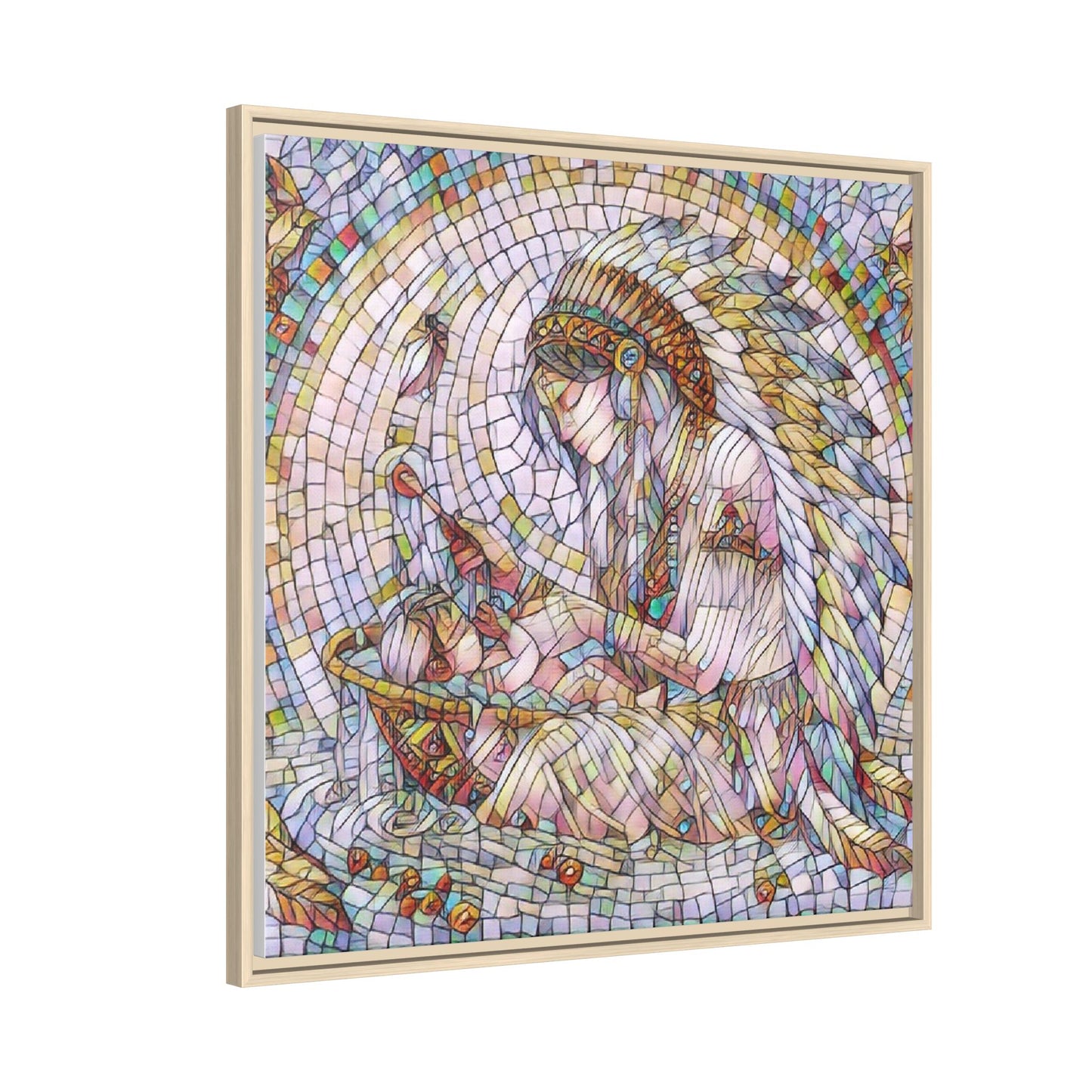Framed Mosaic Native Mother & Child Matte Canvas Art