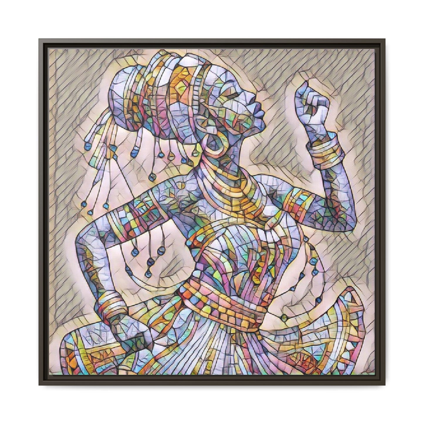 Framed Canvas Art — Colorful Mosaic Dancer