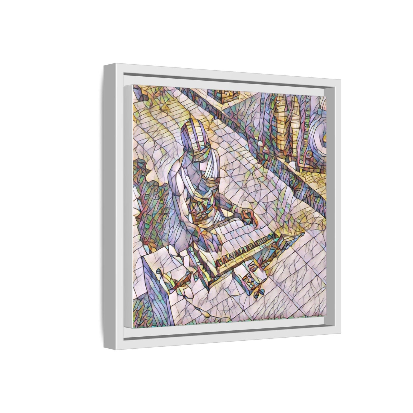 Abstract DJ Skateboarder Matte Framed Canvas – Colorful Urban Music Art Print