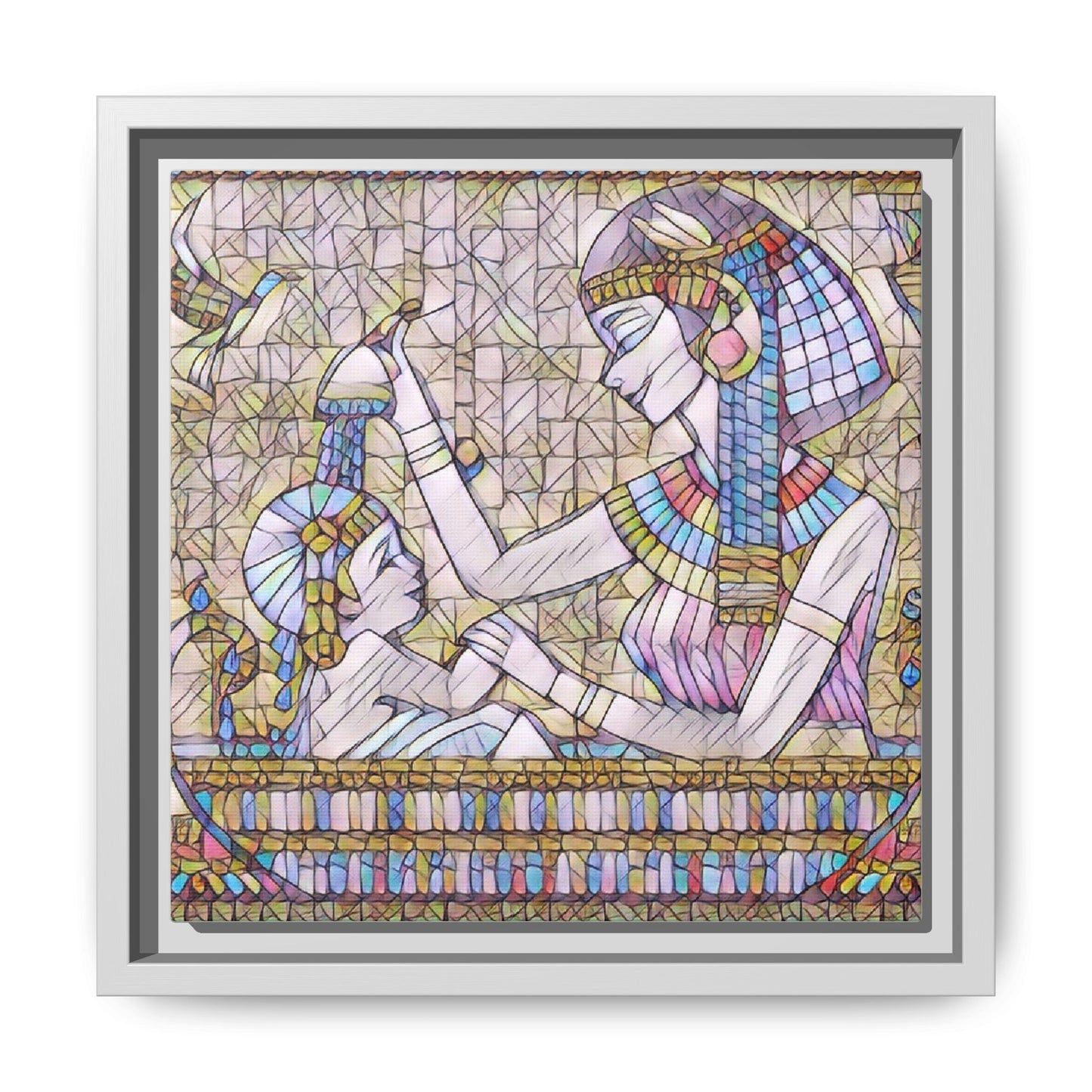 Egyptian Mosaic Mother & Child Framed Matte Canvas