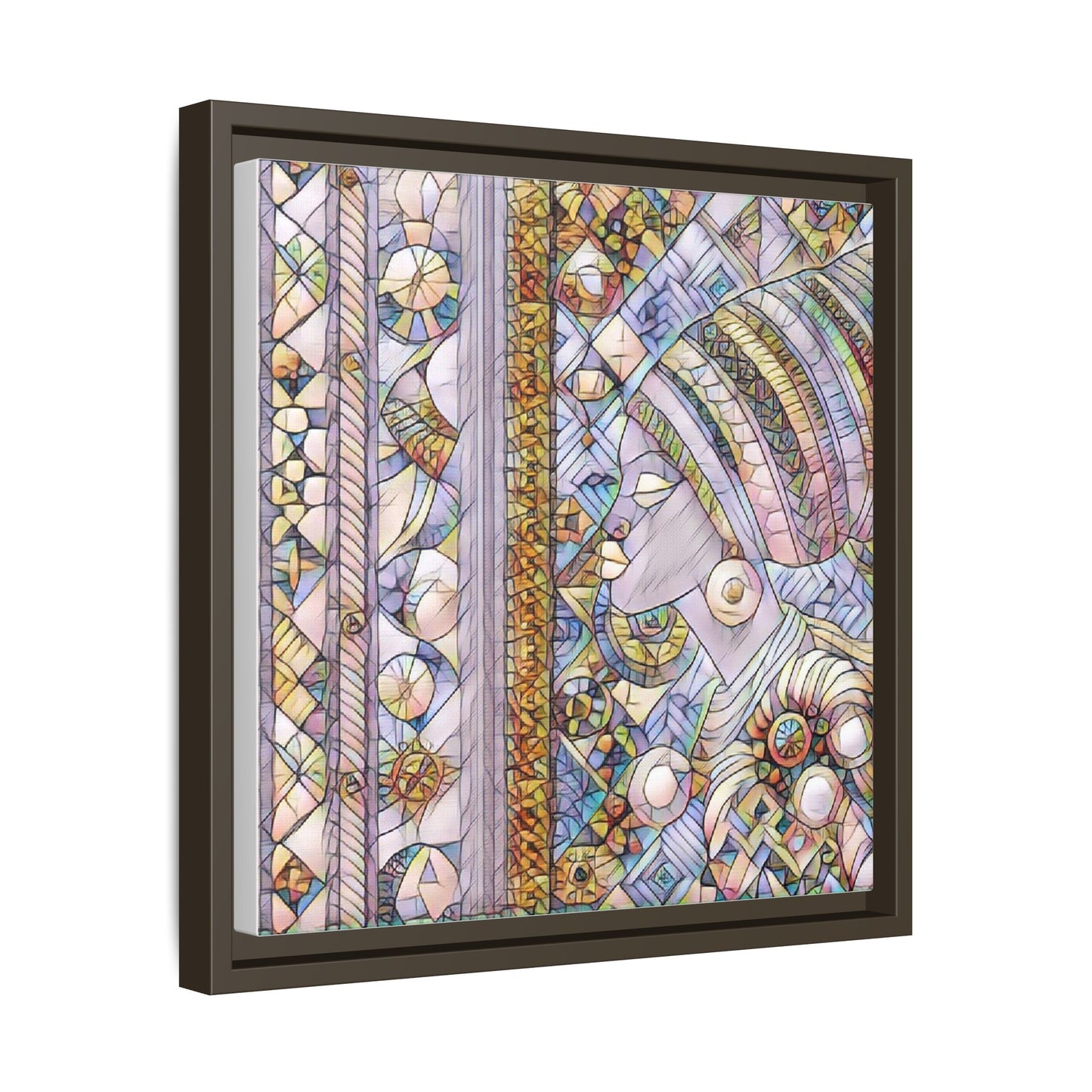 Afrocentric Stained-Glass Portrait Matte Framed Canvas