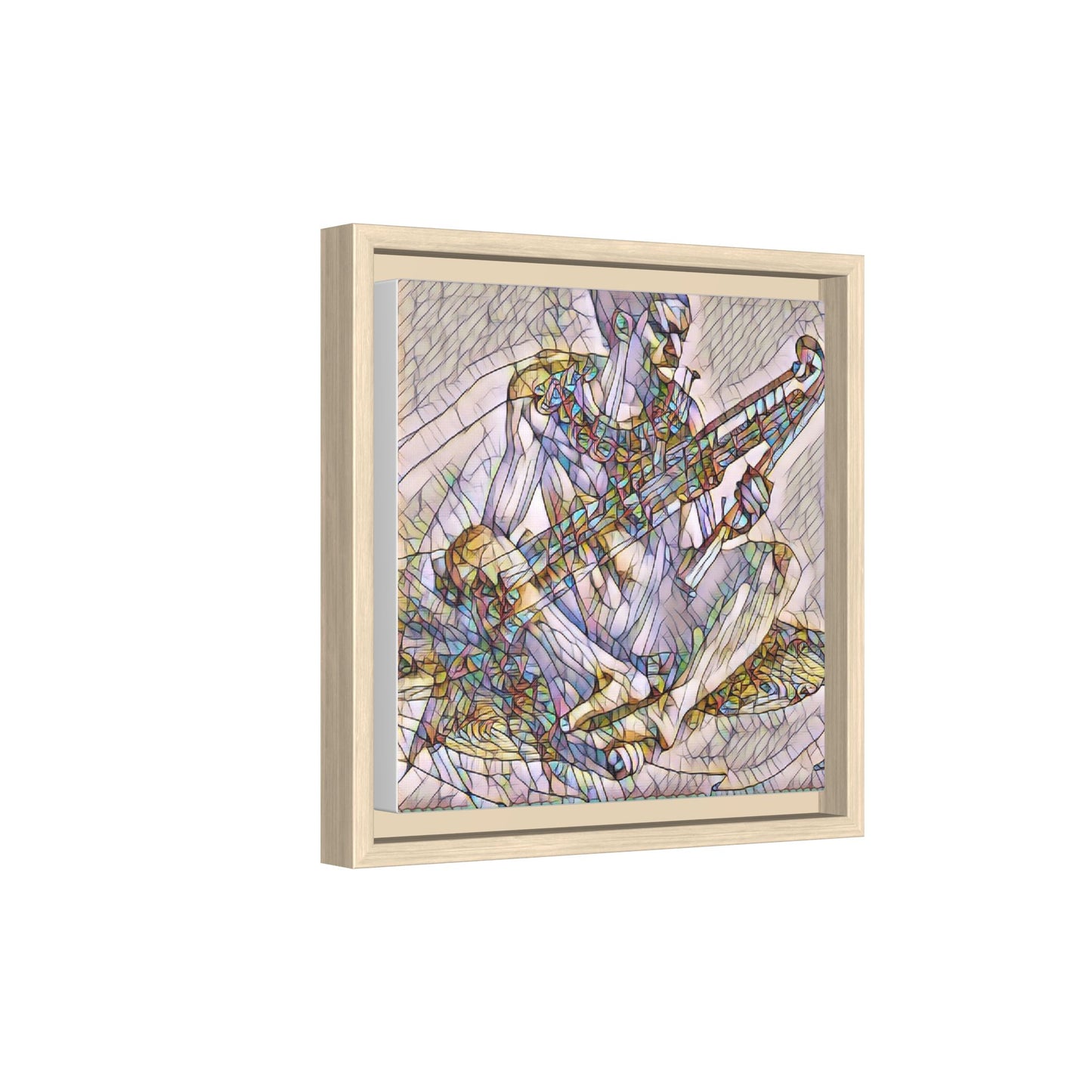 Framed Abstract Musician Canvas Art — Multicolor Modern Wall Decor